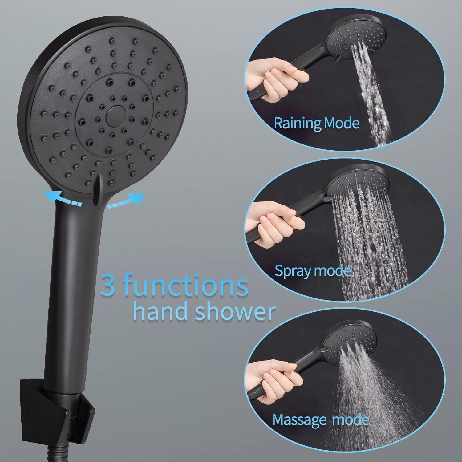 Phasat Rubinetti per Vasca con Doccetta, Nero - immagine 3