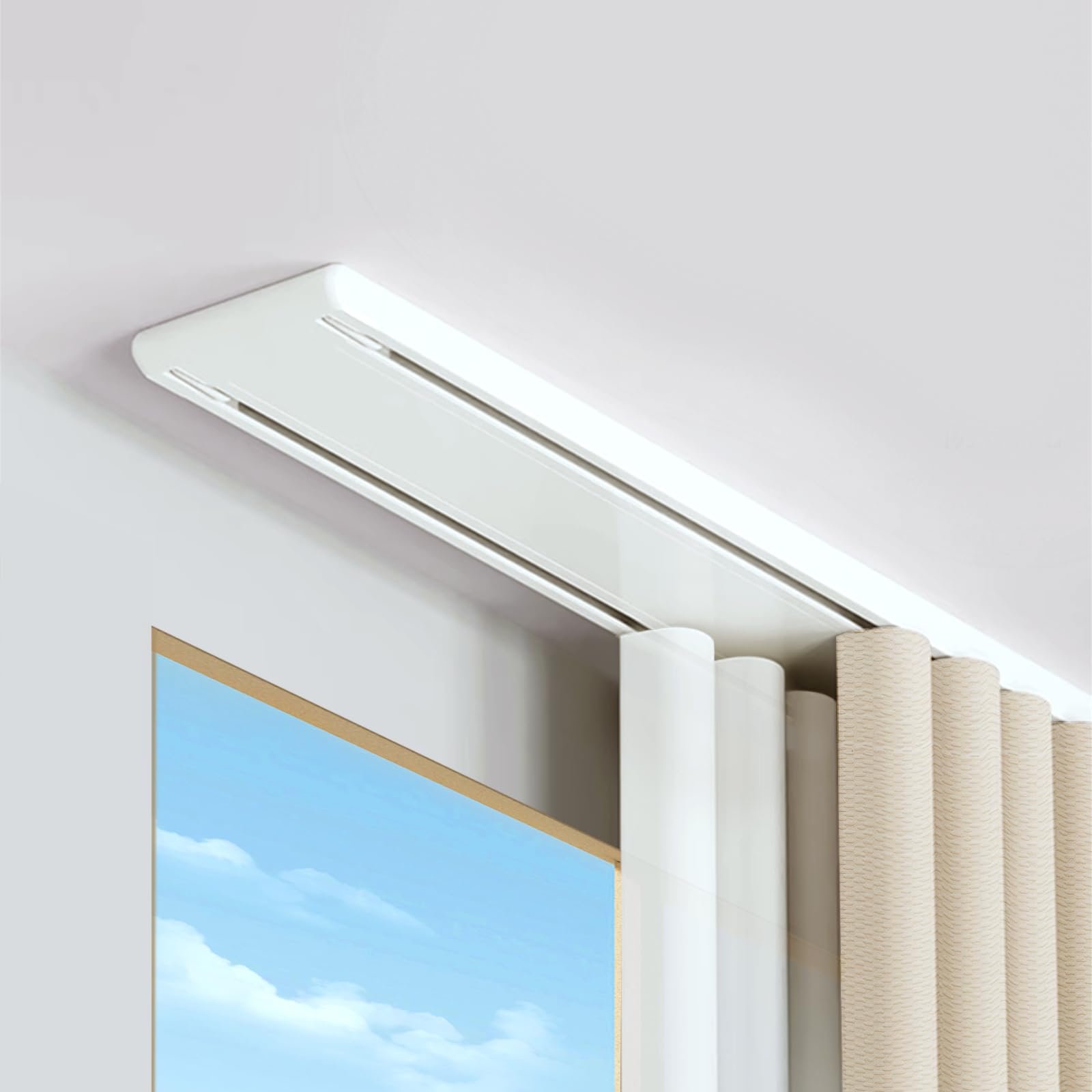 Binario per Tenda a Doppia Riga da Soffitto 370cm, Bianco