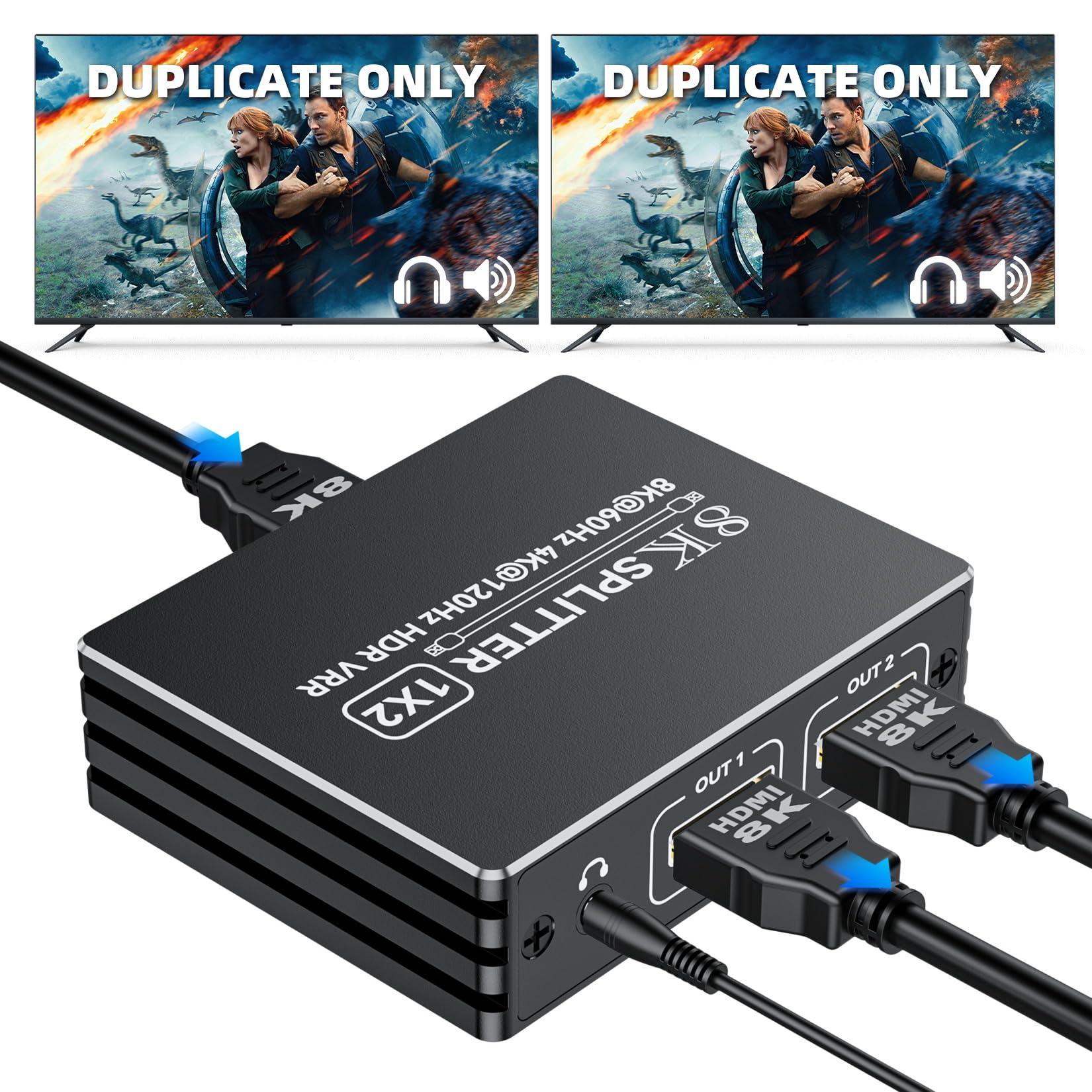 Bolaazul Splitter HDMI 2.1 1 in 2 Out 8K 60Hz