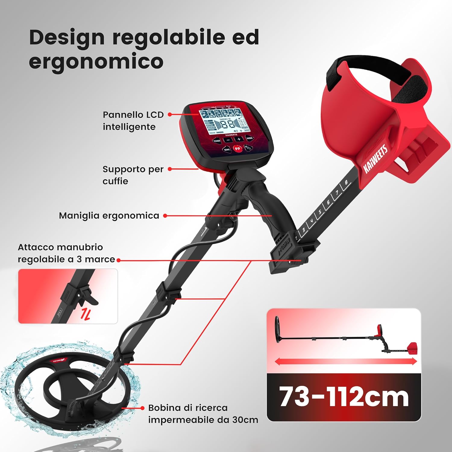 Kaiweets Metal Detector Professionale Pieghevole - immagine 2