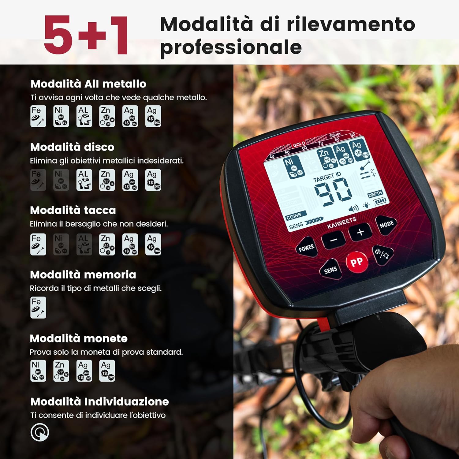 Kaiweets Metal Detector Professionale Pieghevole - immagine 7
