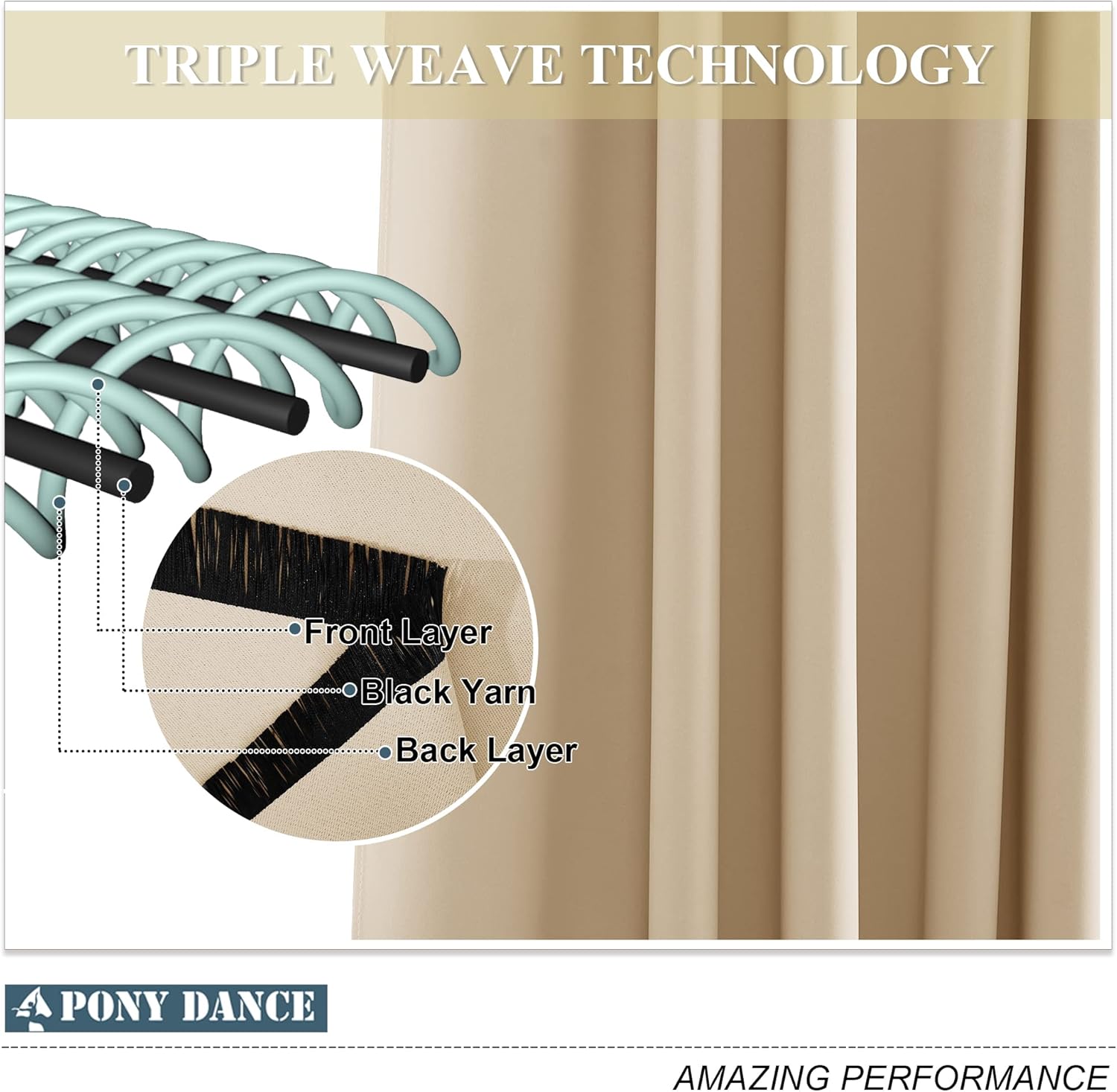 Pony Dance Tende da Sole per Balconi 2 Pezzi 132x213 CM, Beige - immagine 6