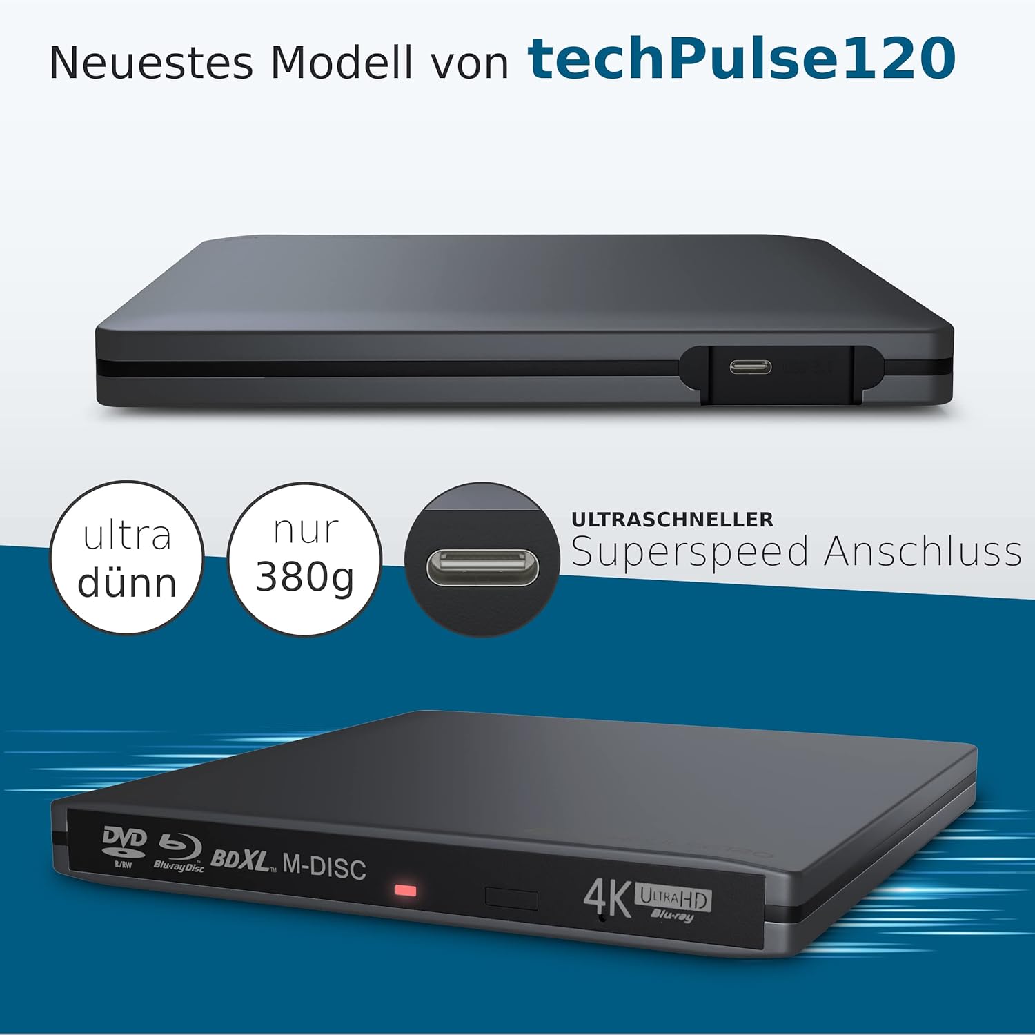 Techpulse120 Masterizzatore Blu-ray Esterno USB-C - immagine 2