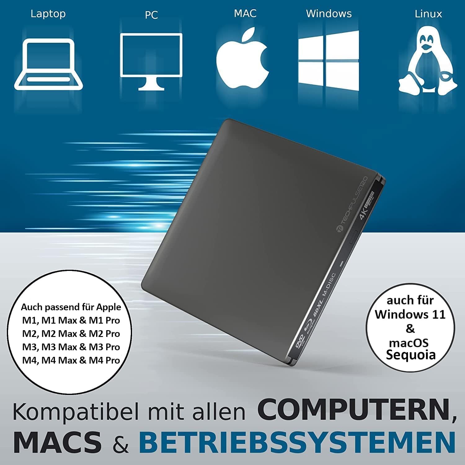Techpulse120 Masterizzatore Blu-ray Esterno USB-C - immagine 4