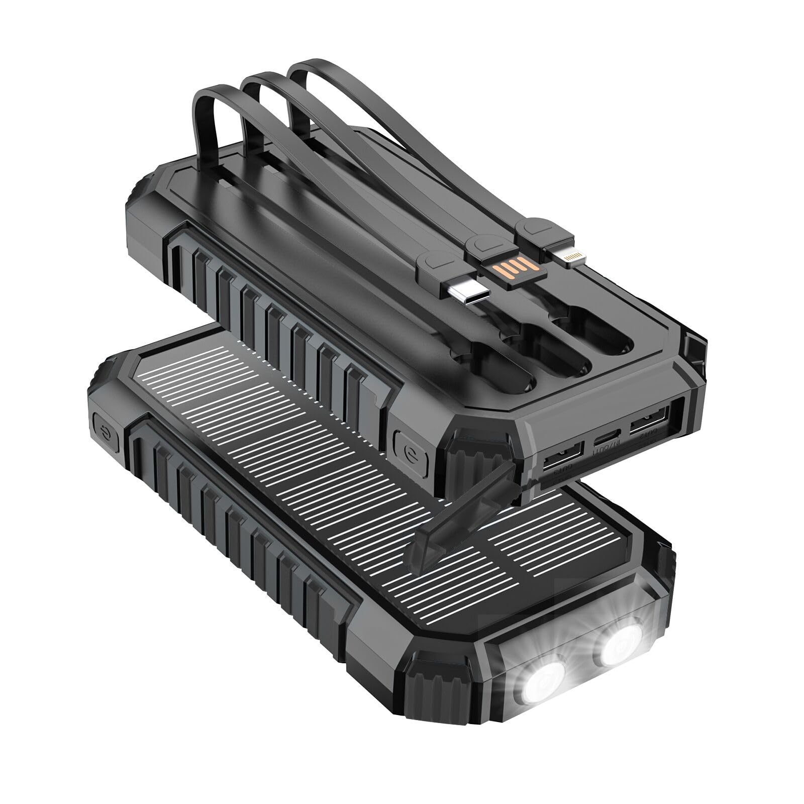 Batteria Esterna Solare 27000mAh con 3 Cavi Integrati