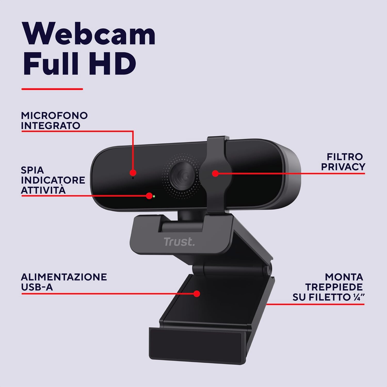 Trust Oran 1080p Webcam PC con Microfono - immagine 2