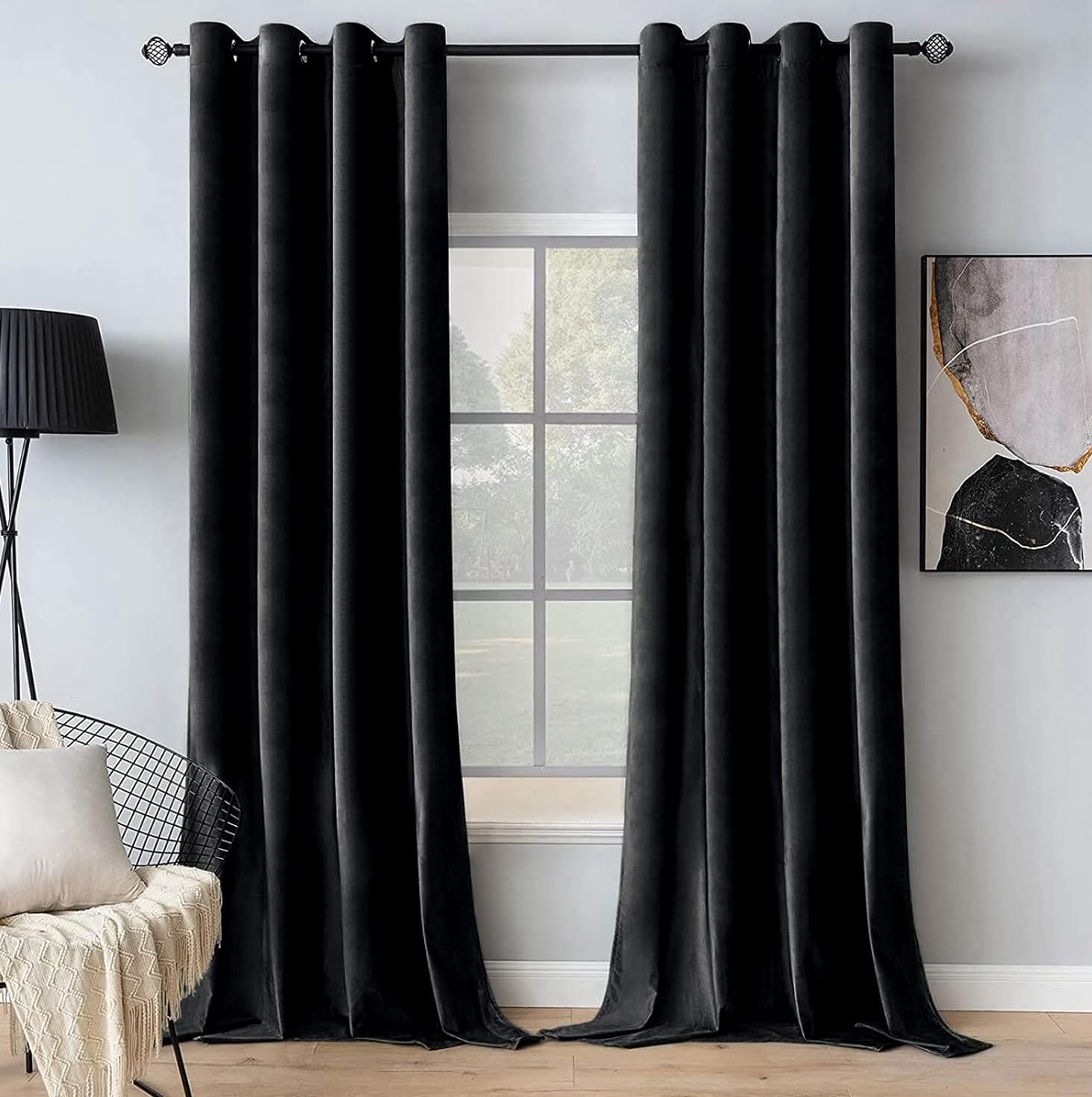 Miulee Tende Velluto Nero Oscuranti Termiche 140x225 CM (2 Pezzi)