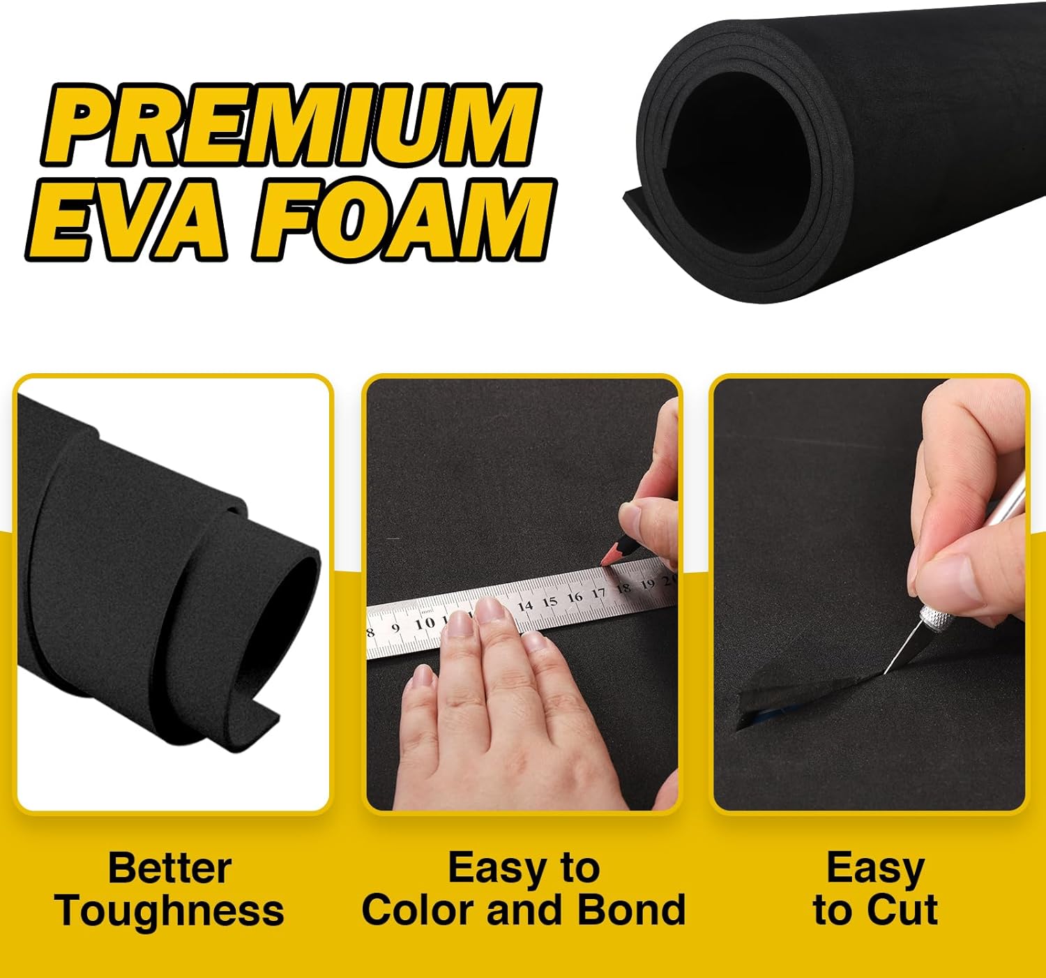 MEARCOOH Schiuma EVA Nera 5mm, 2 Pezzi 150x90cm - immagine 3