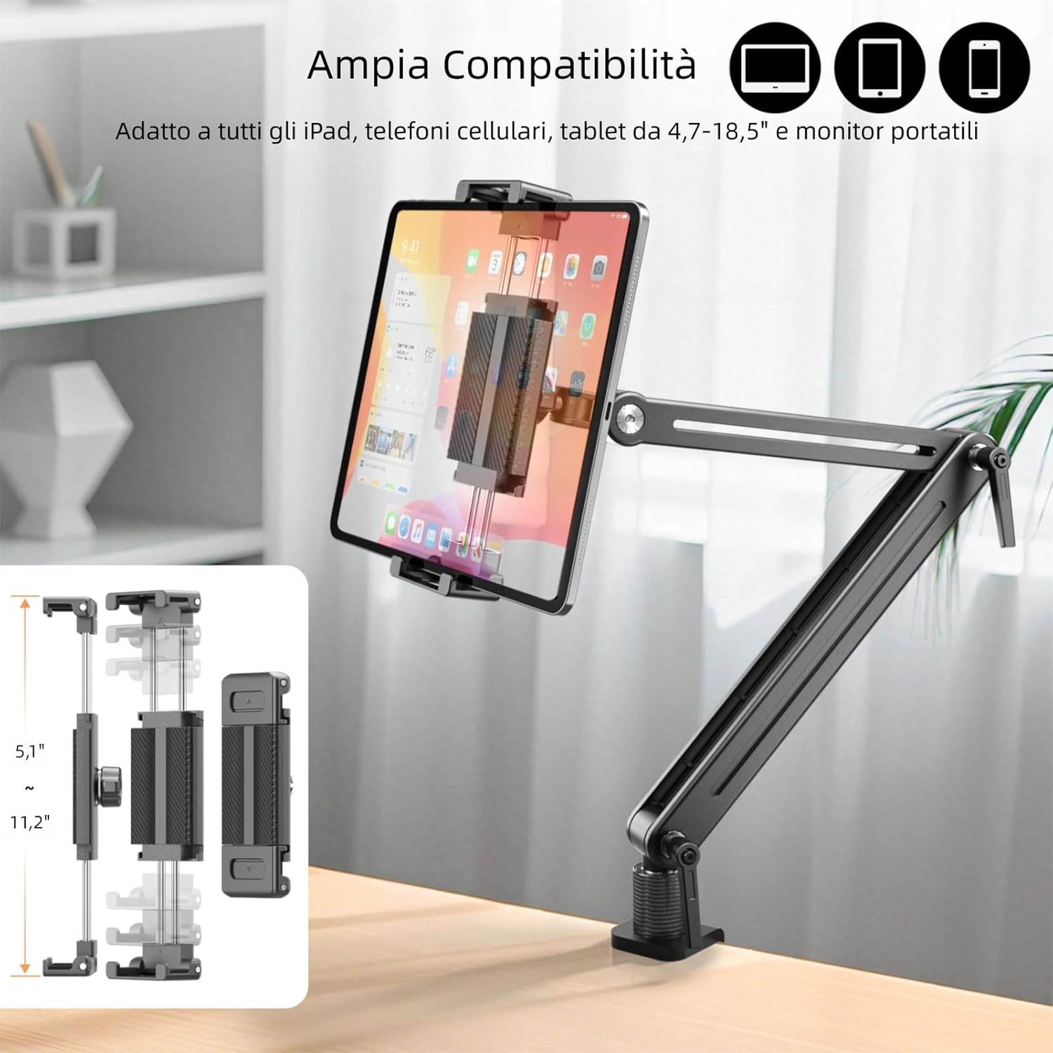 Supporto Tablet Portatile in Alluminio Flessibile - immagine 2