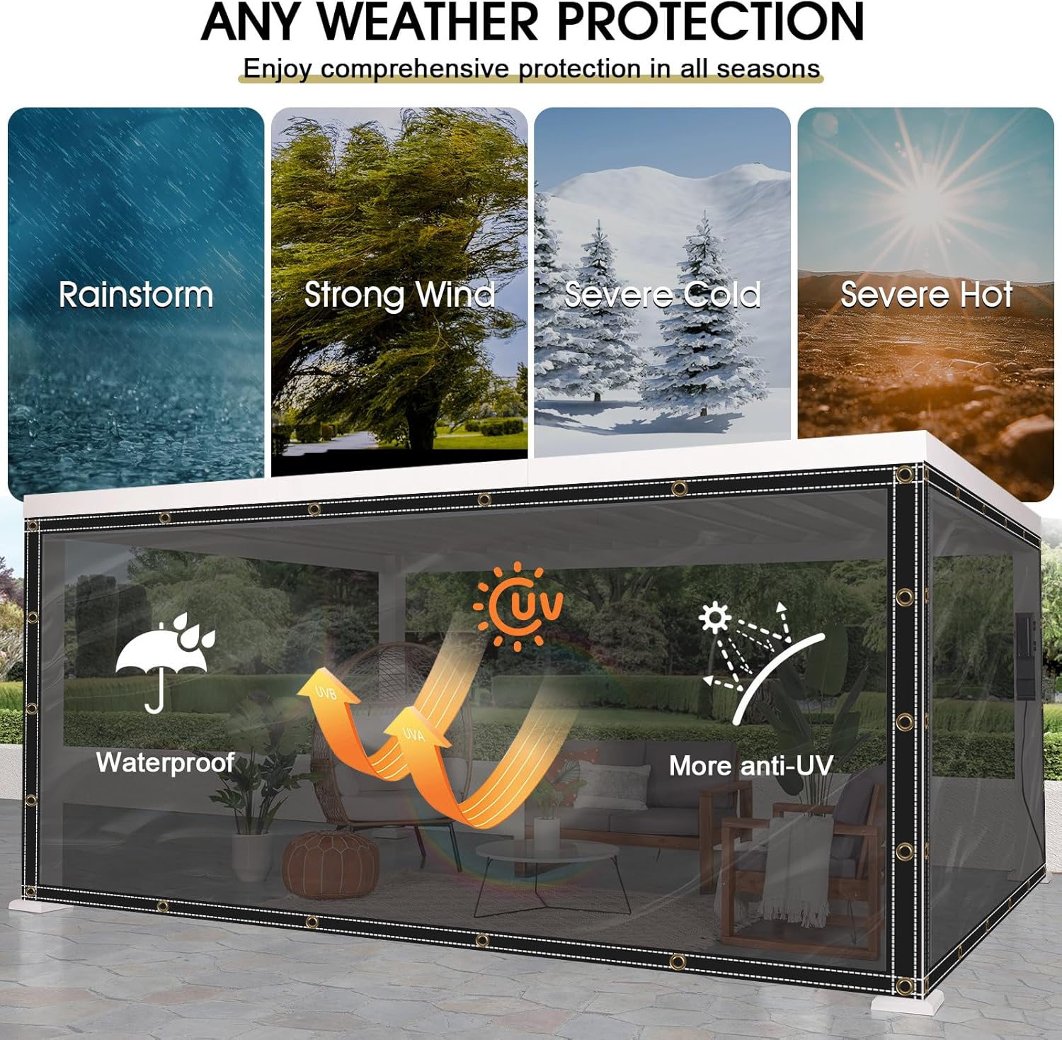 Telone trasparente grigio con occhielli 2x4m - immagine 5