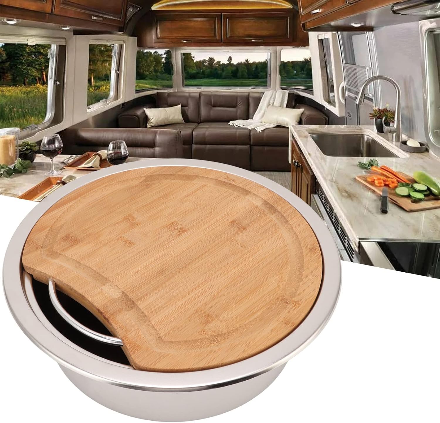 Lavello Camper Rotondo Acciaio Inox 304 360x120mm - immagine 2