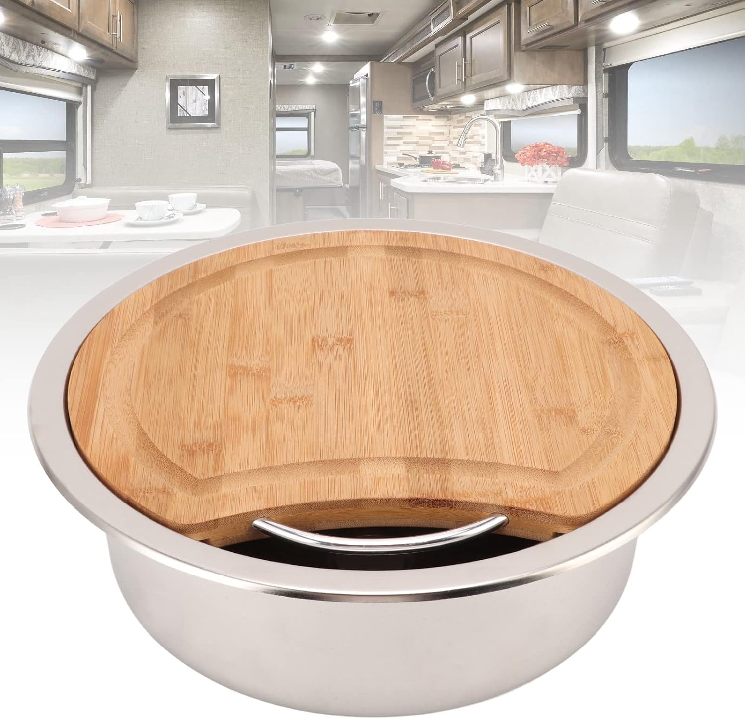 Lavello Camper Rotondo Acciaio Inox 304 360x120mm - immagine 3