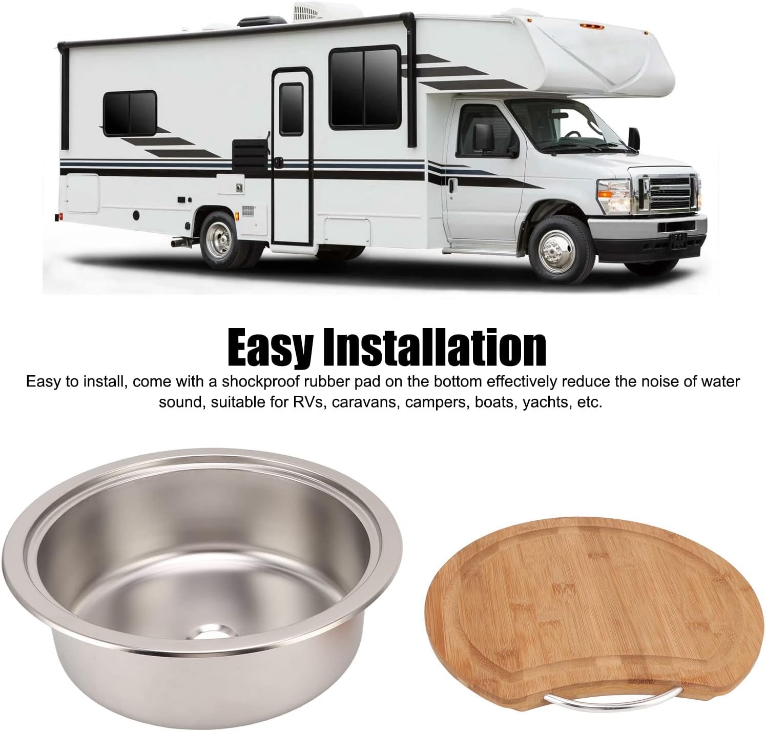 Lavello Camper Rotondo Acciaio Inox 304 360x120mm - immagine 4