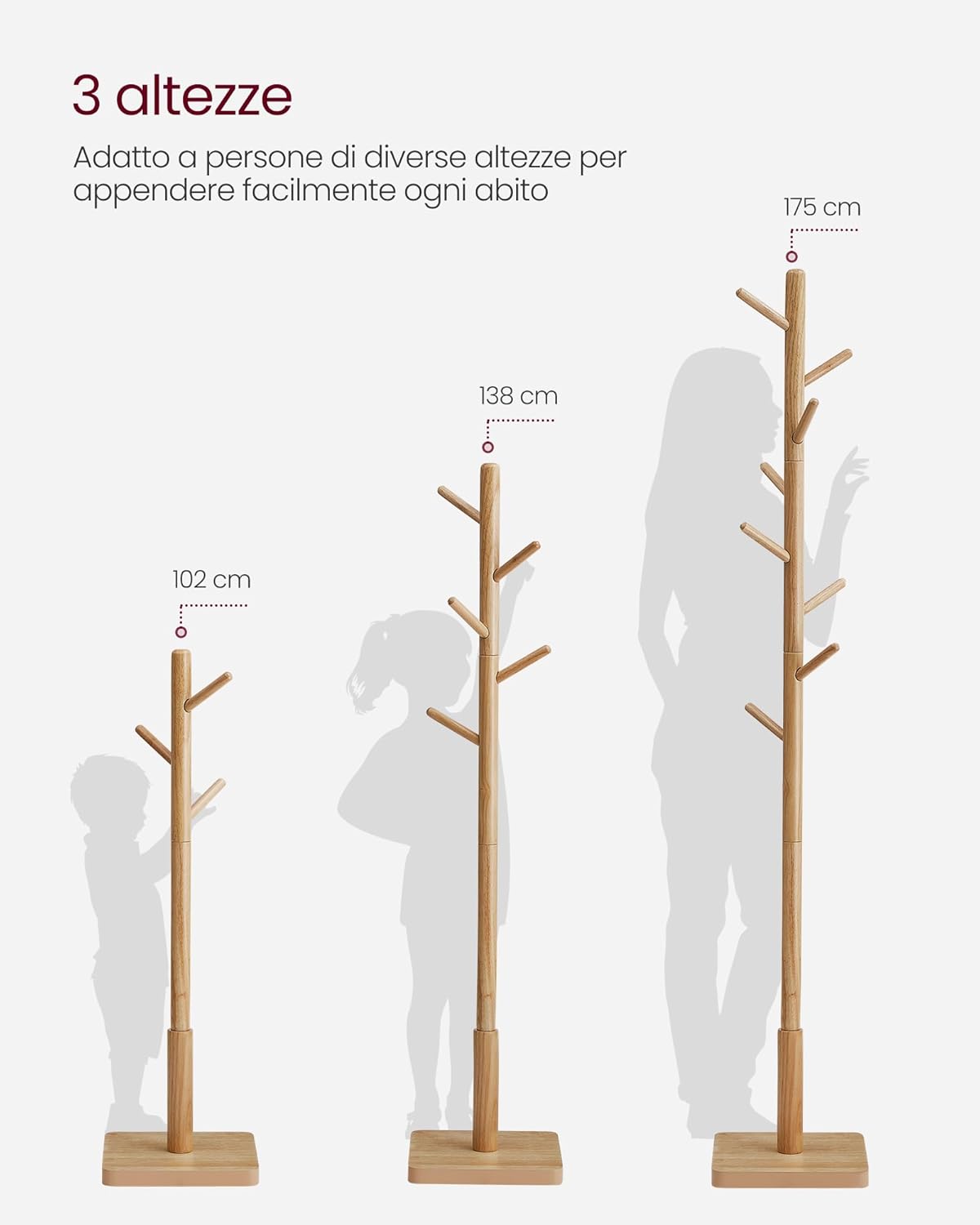 Vasagle Attaccapanni da Terra in Legno 8 Ganci - immagine 6