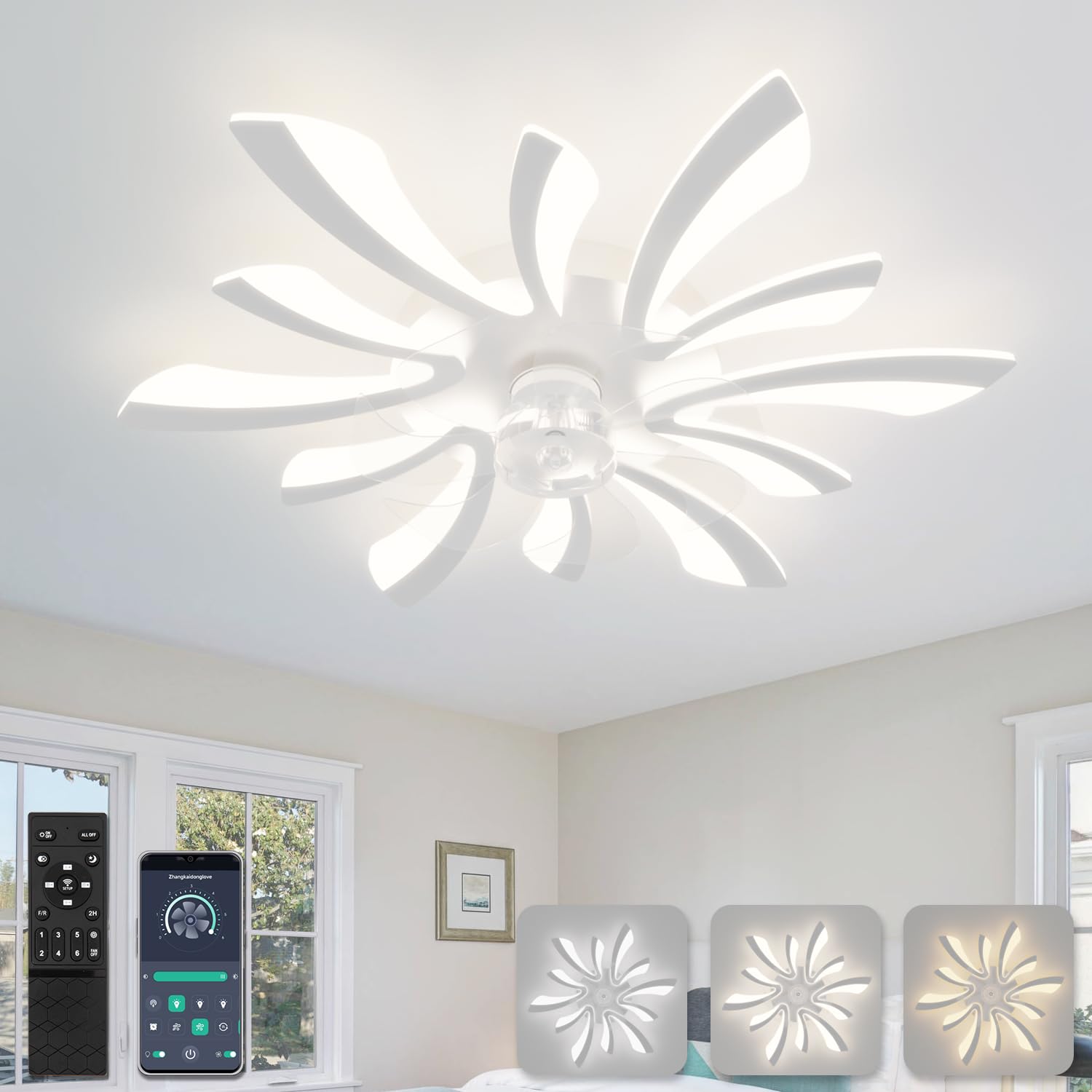 Yunlong Lampadario Ventilatore da Soffitto 78cm