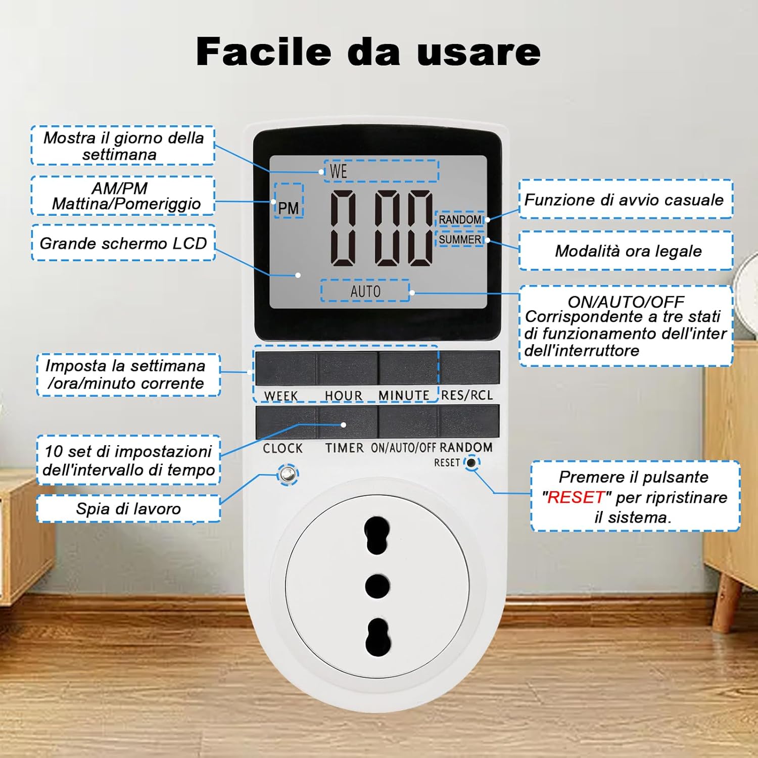 Presa Timer Elettronico Digitale Programmabile 16A - immagine 2