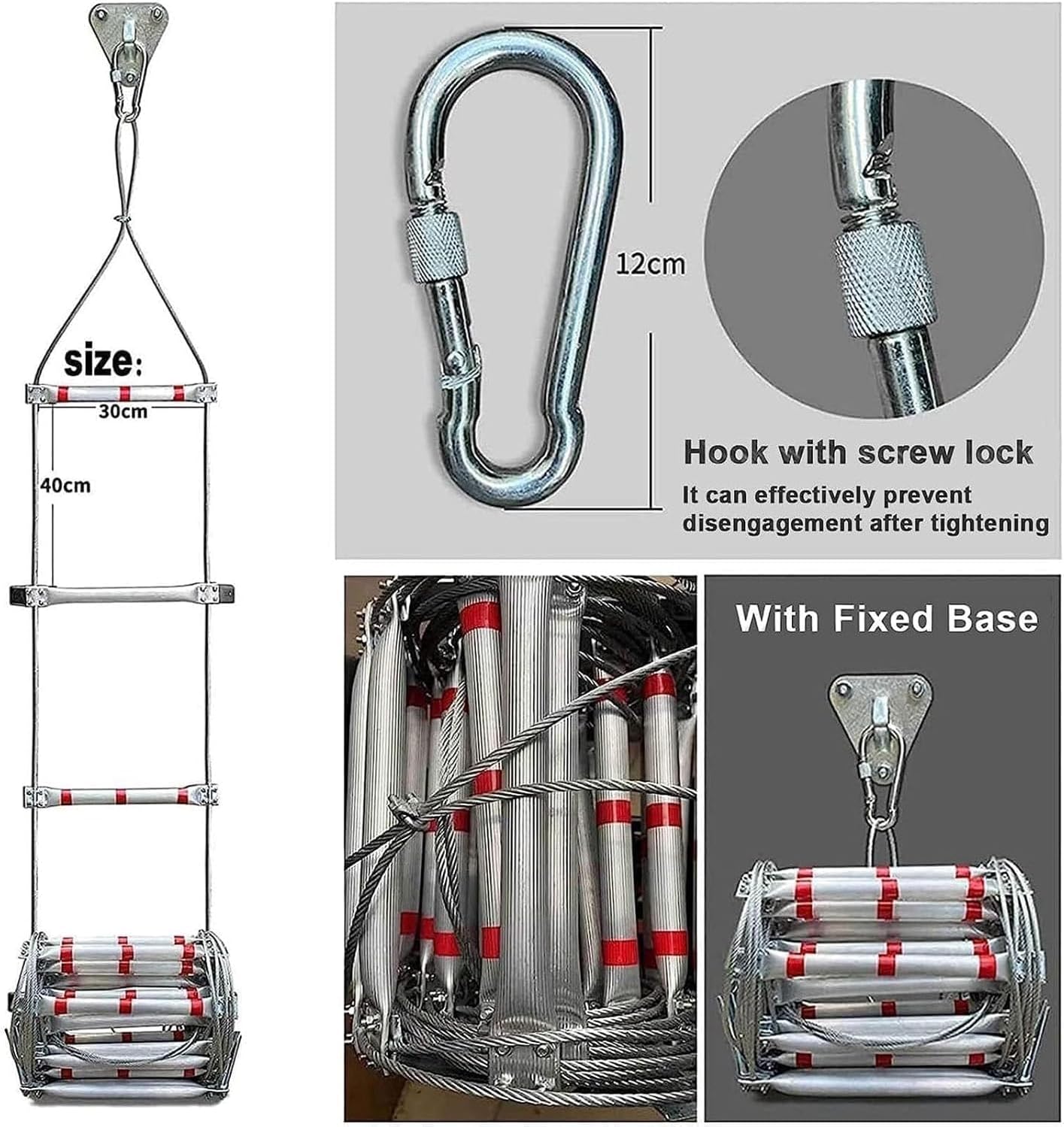 Scala Corda Antincendio 5m con Moschettoni - immagine 2