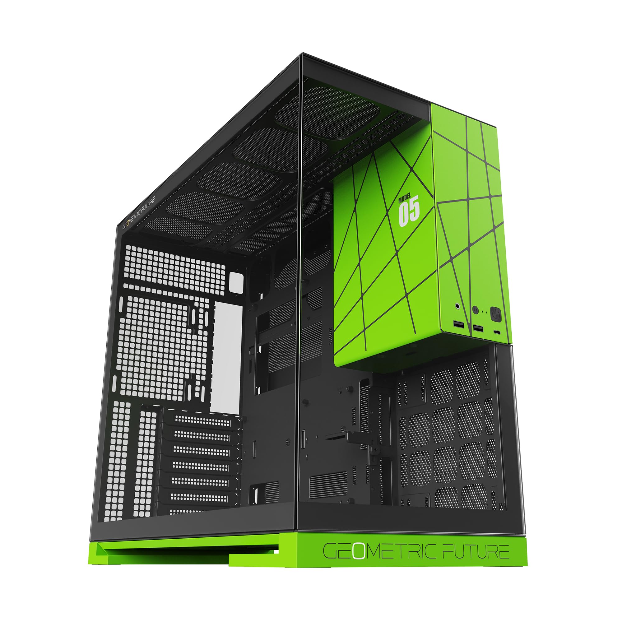 M5 Mid Tower GEO-M5-BNY - Case Gaming E-ATX/ATX, Nero/Verde