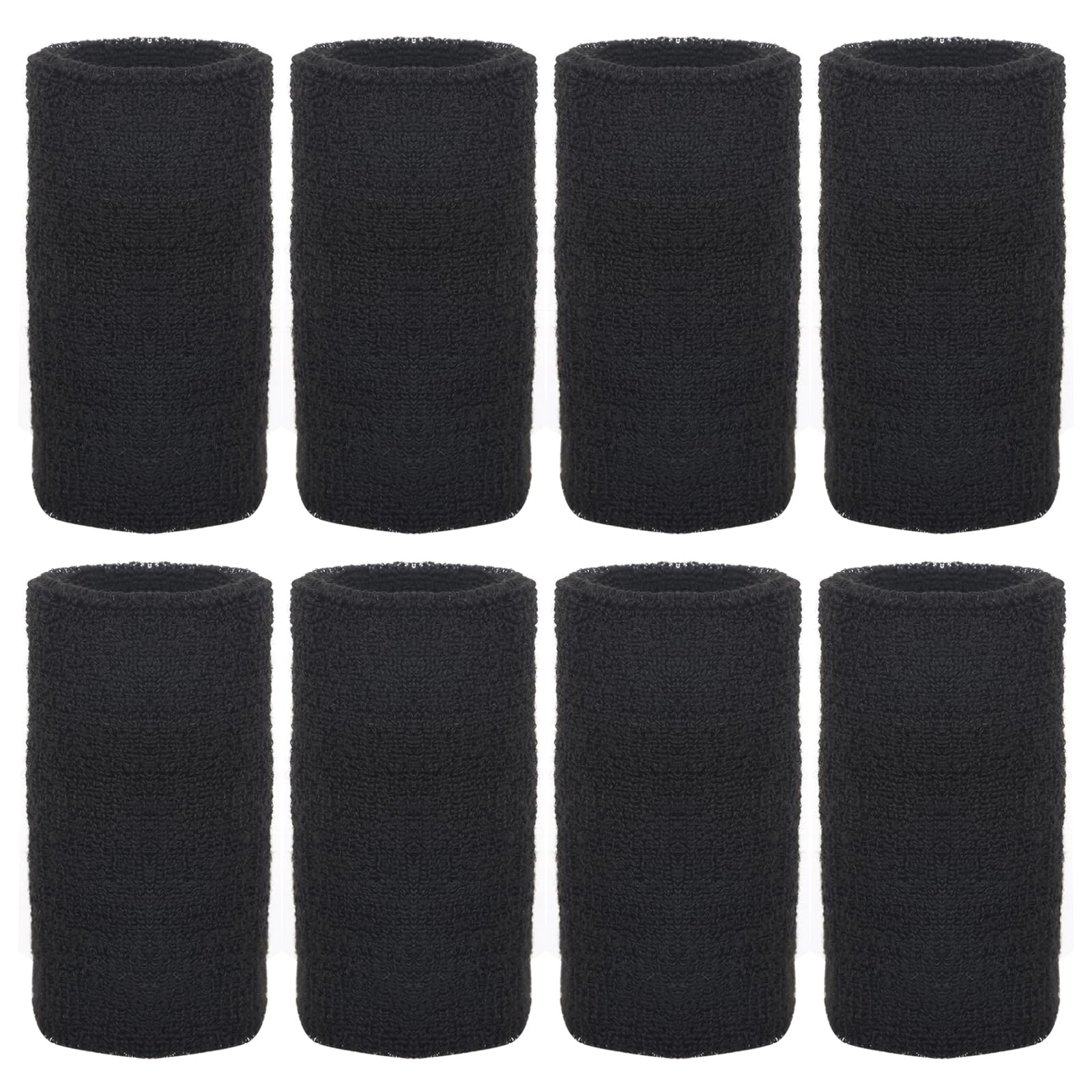 Polsini Sportivi in Spugna - Set da 8 Pezzi, Nero
