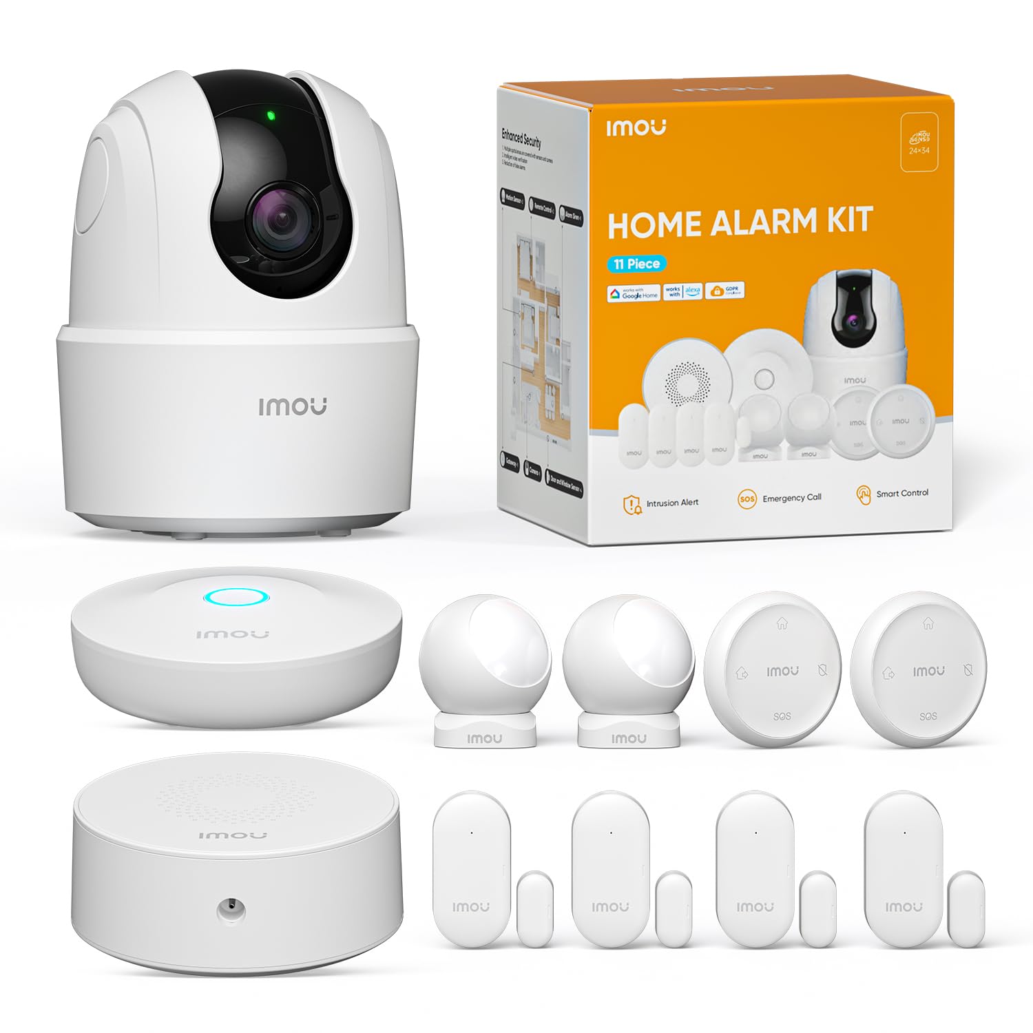 Imou Sistema di Allarme Casa 11 Pezzi con Faretto/Sirena 100DB