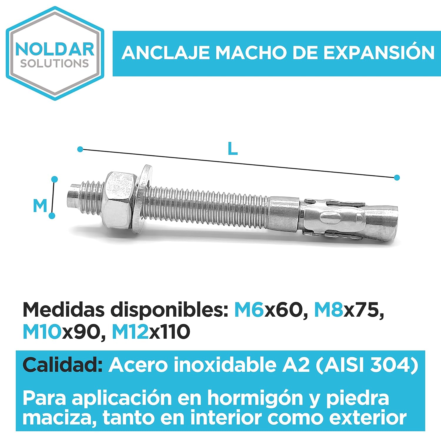 Bulloni di espansione in acciaio inox. Tasello ancorante con dado e ...