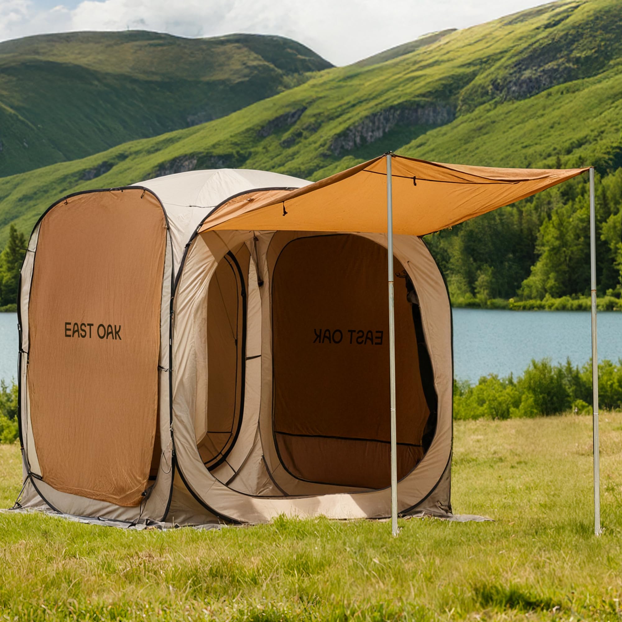 East Oak Tenda da Campeggio Pop Up 1,8x1,8m, Beige