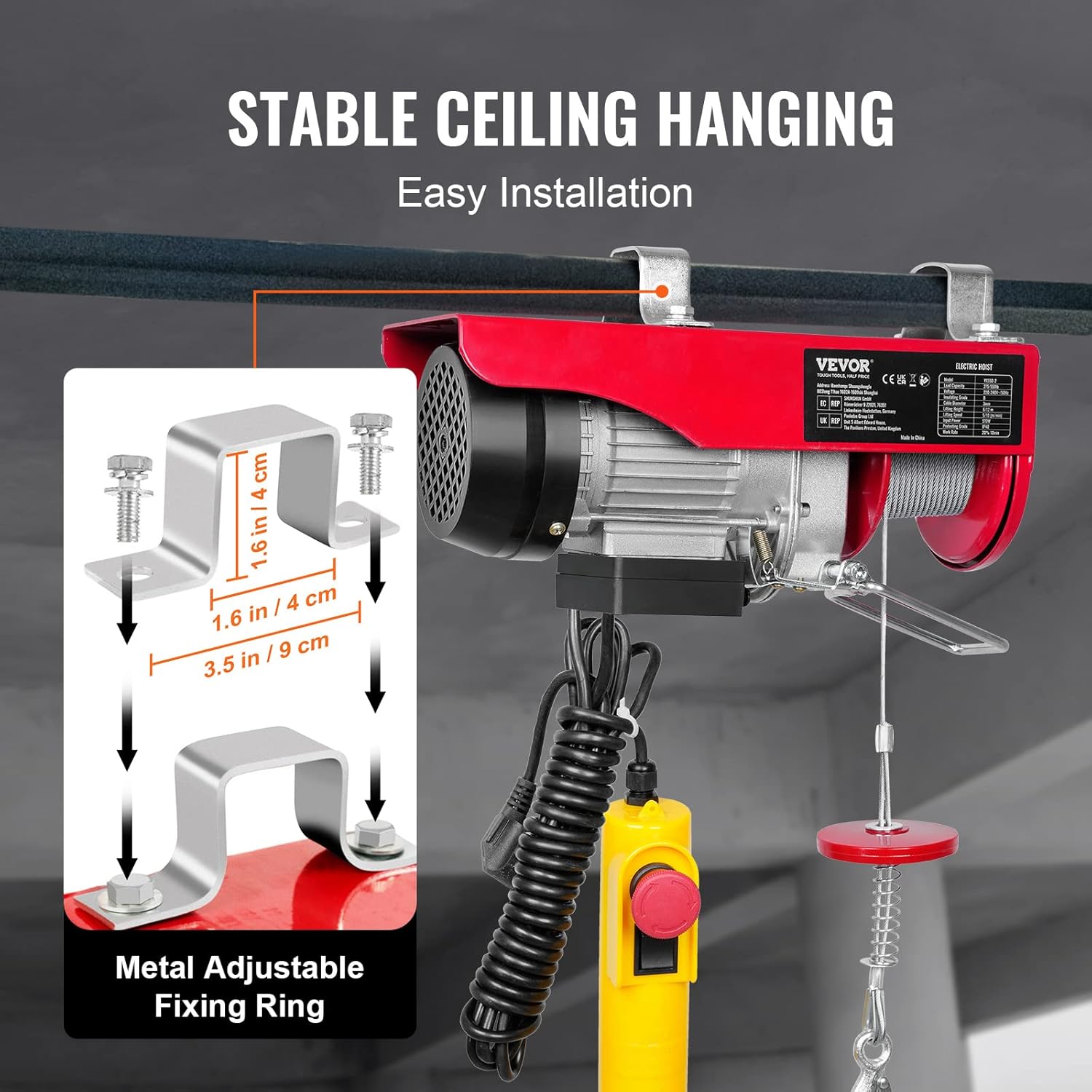 VEVOR Paranco a Leva Elettrico 510W, Carico Max 250kg - immagine 6