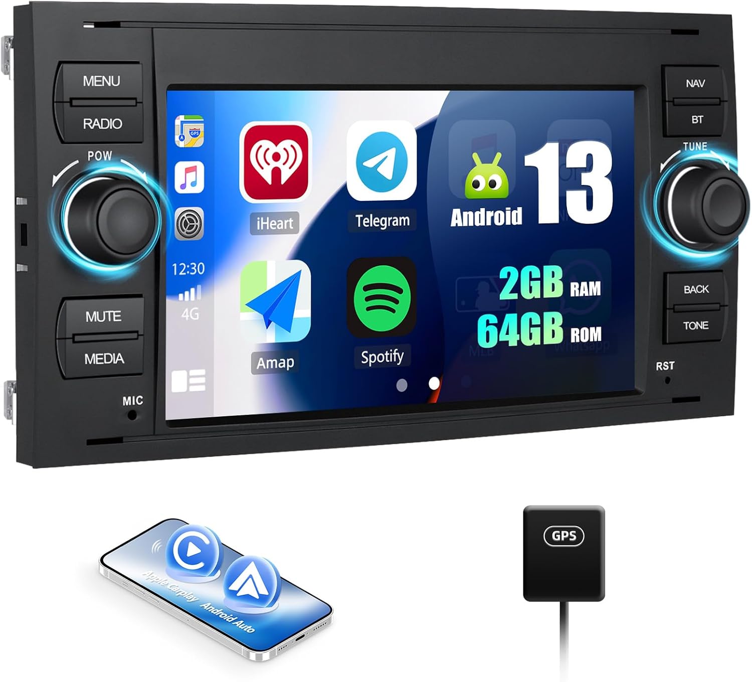 Sixwin Android 13 Autoradio 7" per Ford C-Max/Galaxy/Connect/Fiesta/S-Max - immagine 1