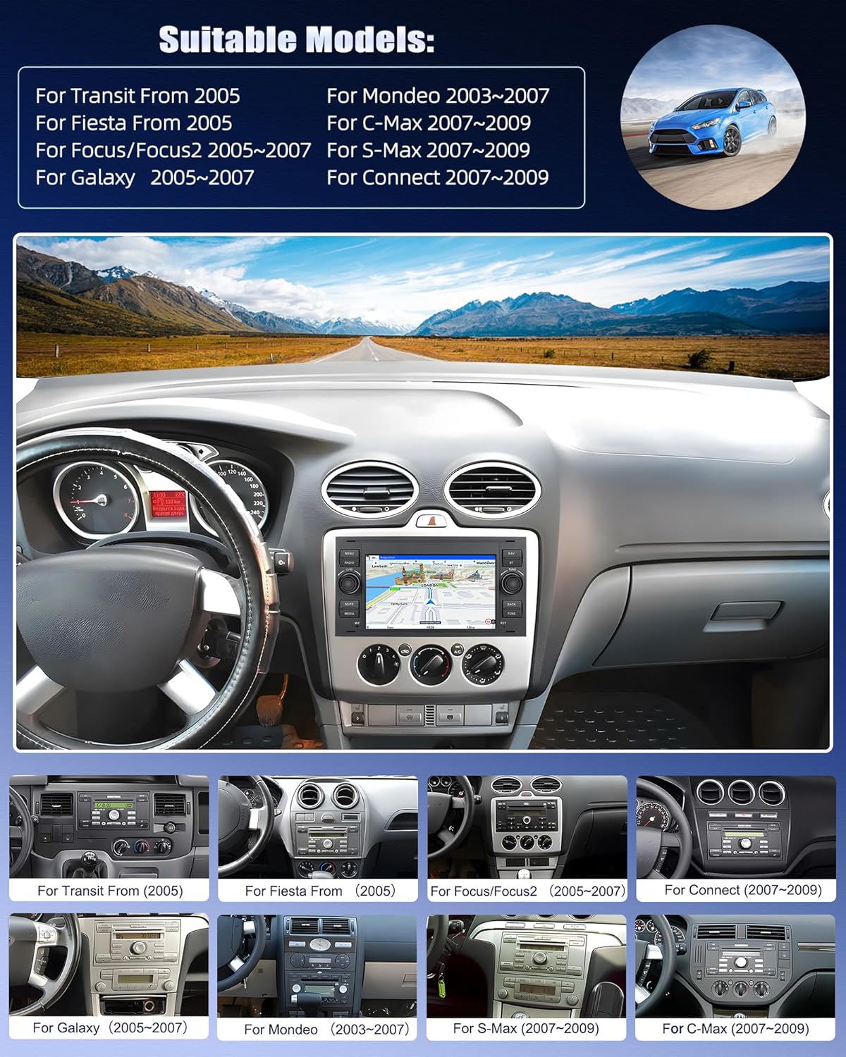 Sixwin Android 13 Autoradio 7" per Ford C-Max/Galaxy/Connect/Fiesta/S-Max - immagine 3