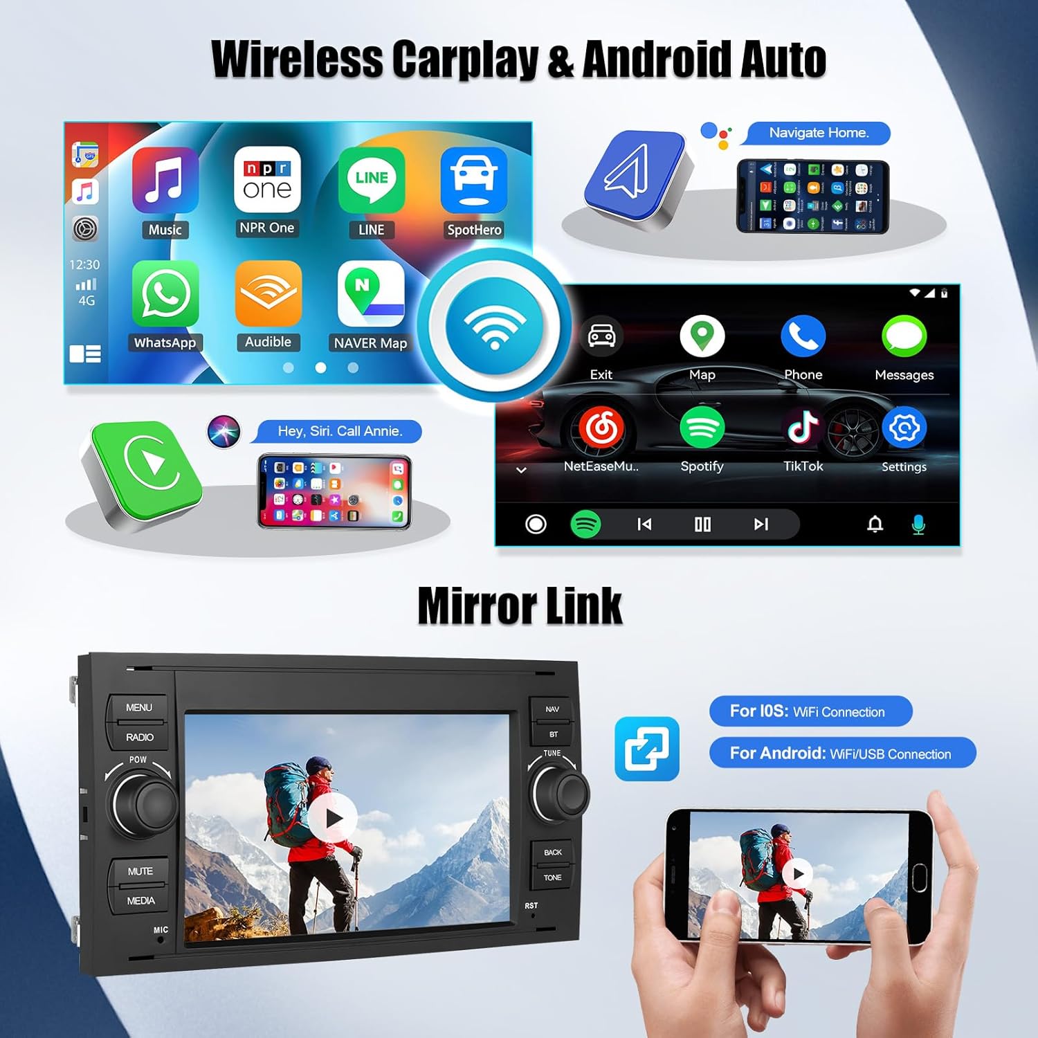 Sixwin Android 13 Autoradio 7" per Ford C-Max/Galaxy/Connect/Fiesta/S-Max - immagine 6