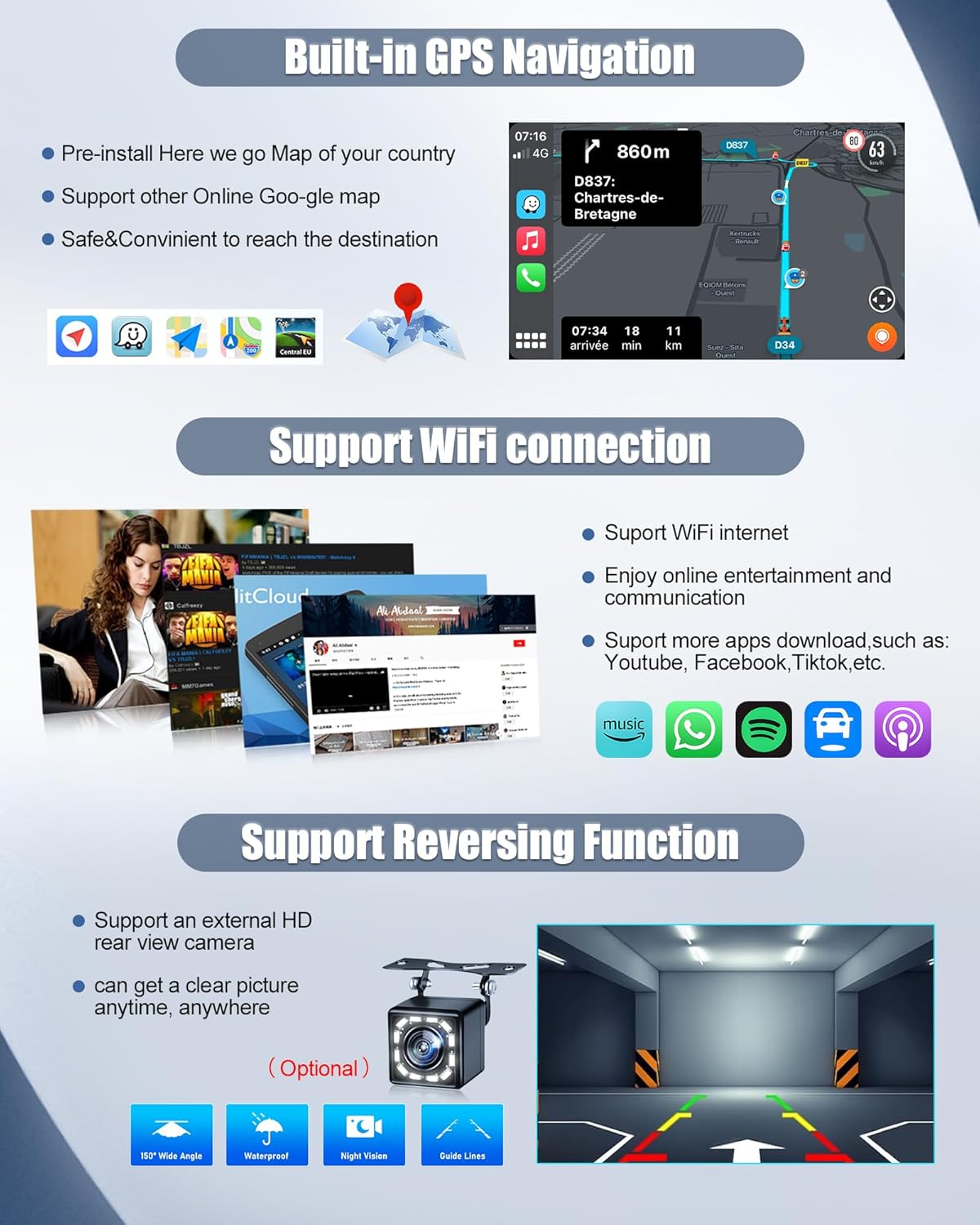 Sixwin Android 13 Autoradio 7" per Ford C-Max/Galaxy/Connect/Fiesta/S-Max - immagine 7