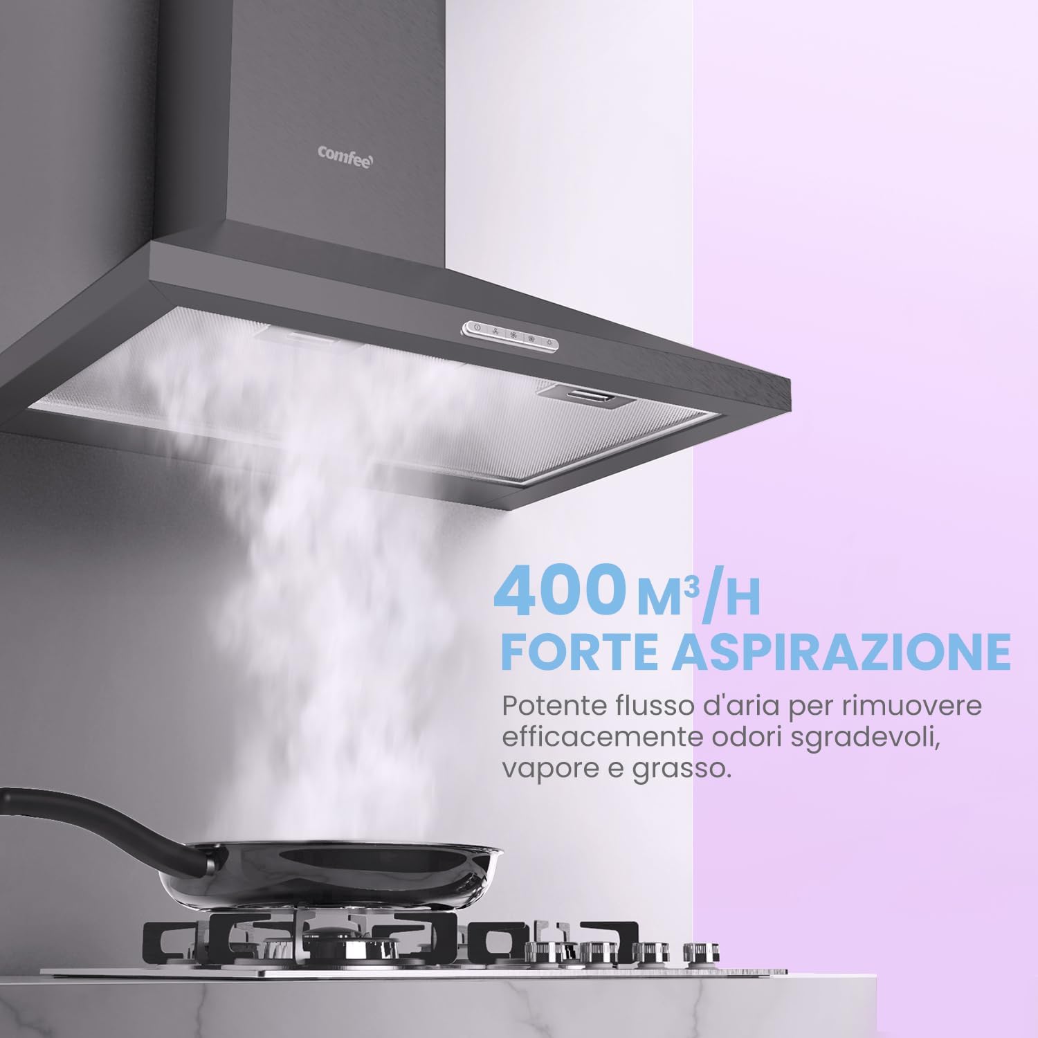Comfee' Cappa Aspirante 60 cm PYRA17B-60 Nera - immagine 3