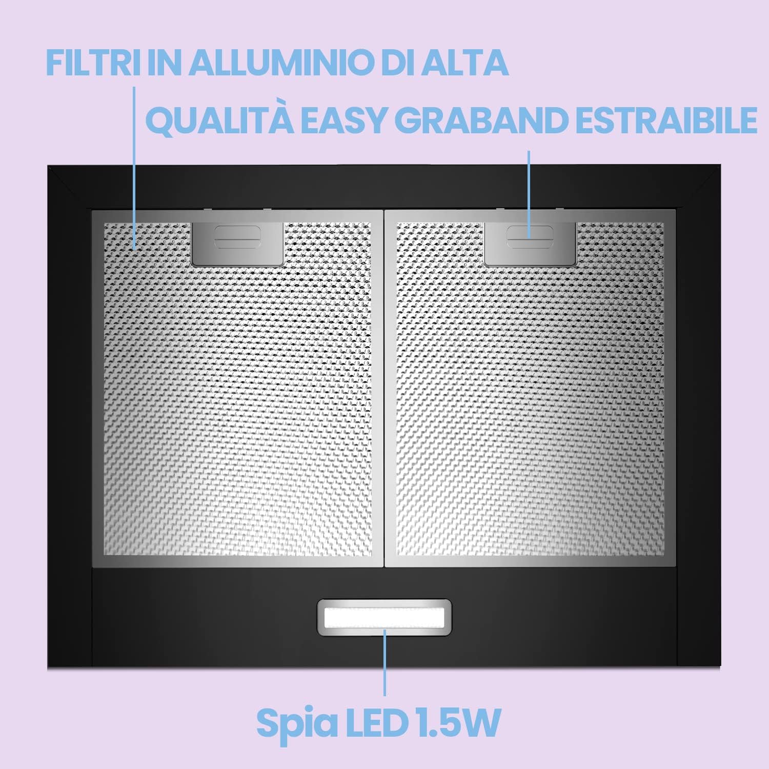 Comfee' Cappa Aspirante 60 cm PYRA17B-60 Nera - immagine 5