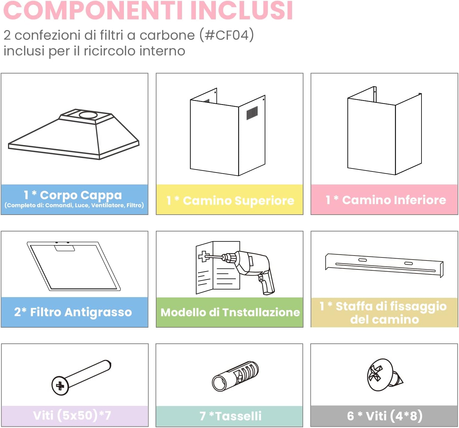 Comfee' Cappa Aspirante 60 cm PYRA17B-60 Nera - immagine 7