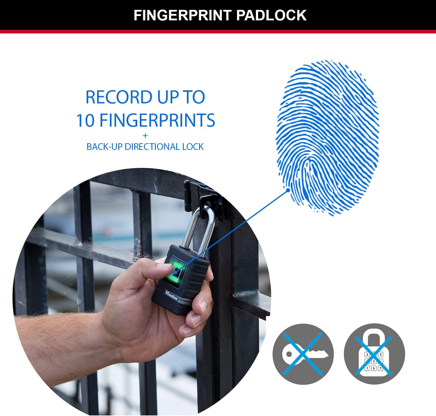 Master Lock Lucchetto Biometrico Robusto - immagine 3