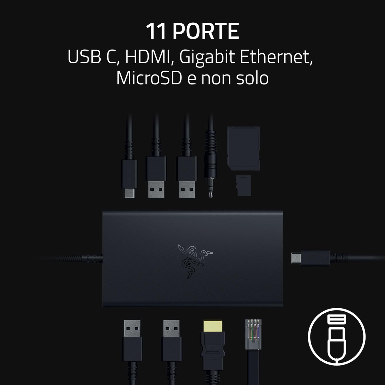 Razer USB-C Dock 11 Porte, Nero - immagine 2