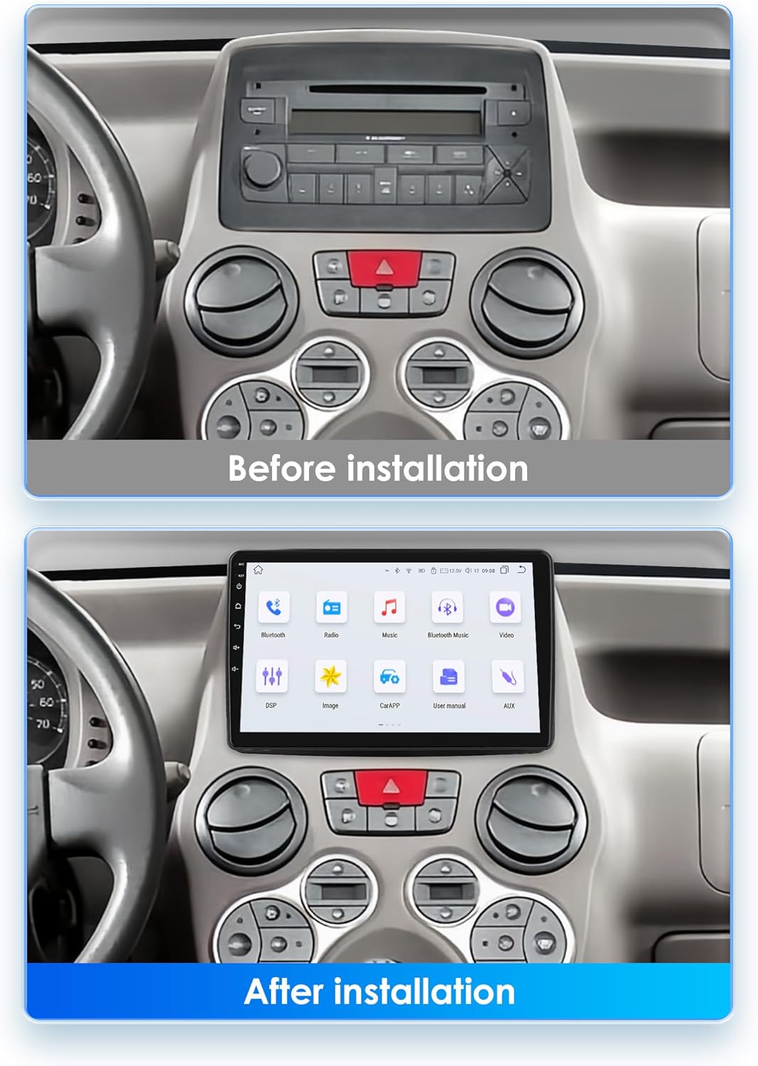 Autoradio Android 13 9" per Fiat Panda 2003-2012 - immagine 2