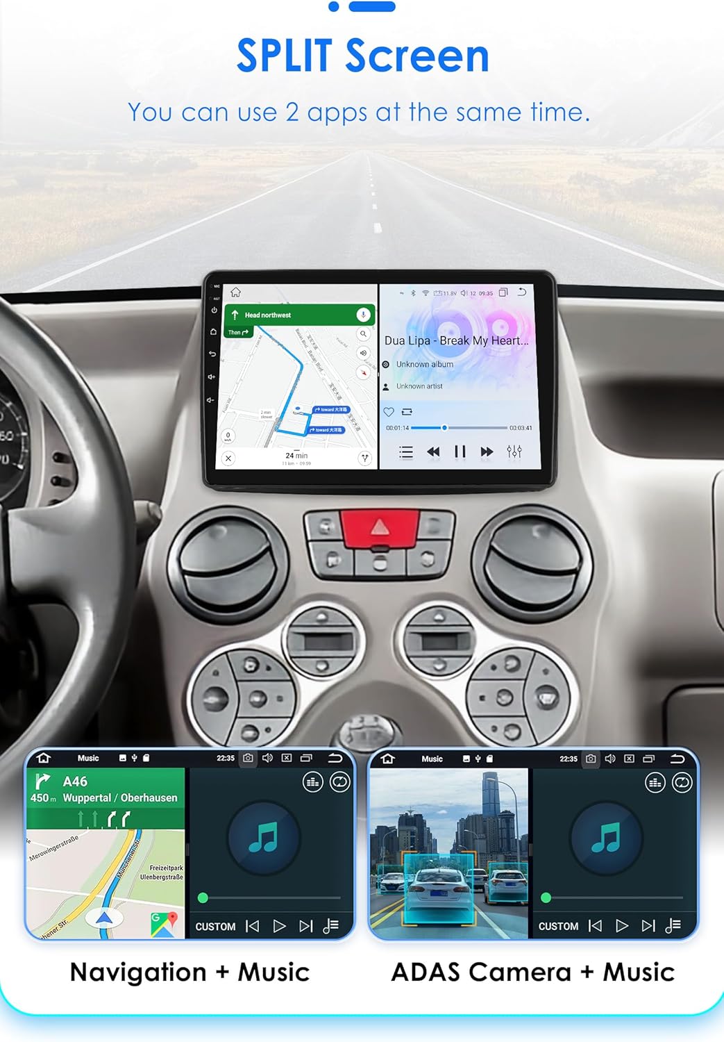 Autoradio Android 13 9" per Fiat Panda 2003-2012 - immagine 6