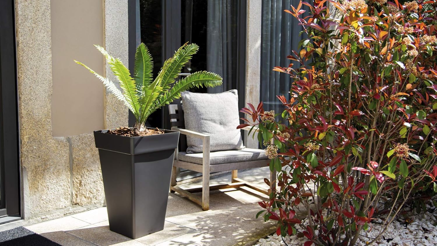 Vaso Alto Quadrato Capri 50 cm Antracite - immagine 2