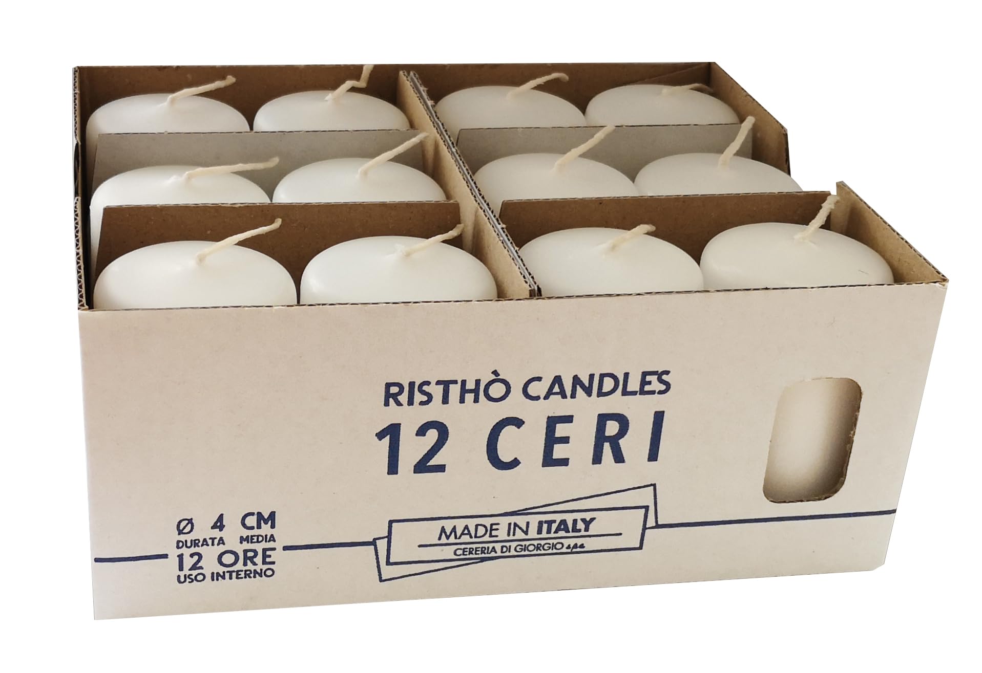 Cereria Di Giorgio - 12 Candele Bianche 4x7 cm