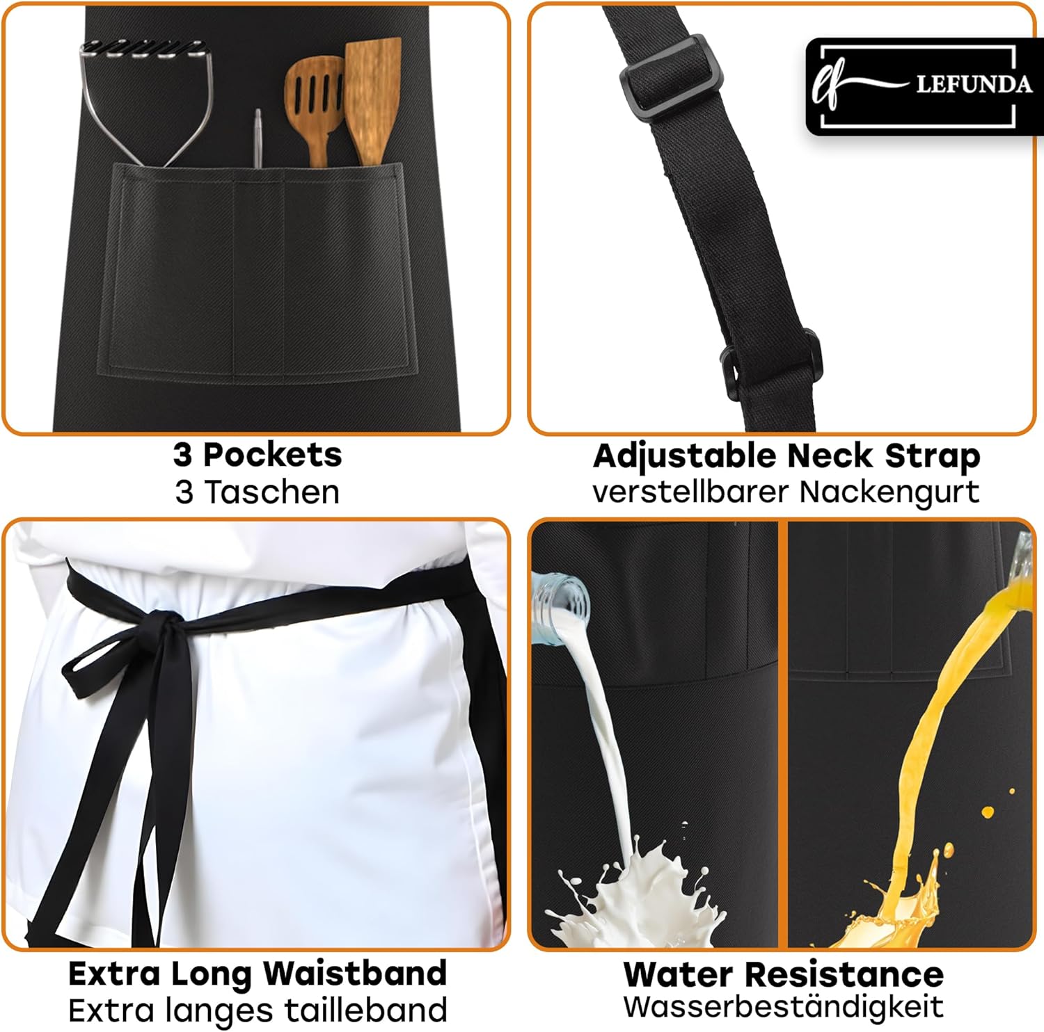 Grembiule da Cucina Impermeabile con 3 Tasche - immagine 3