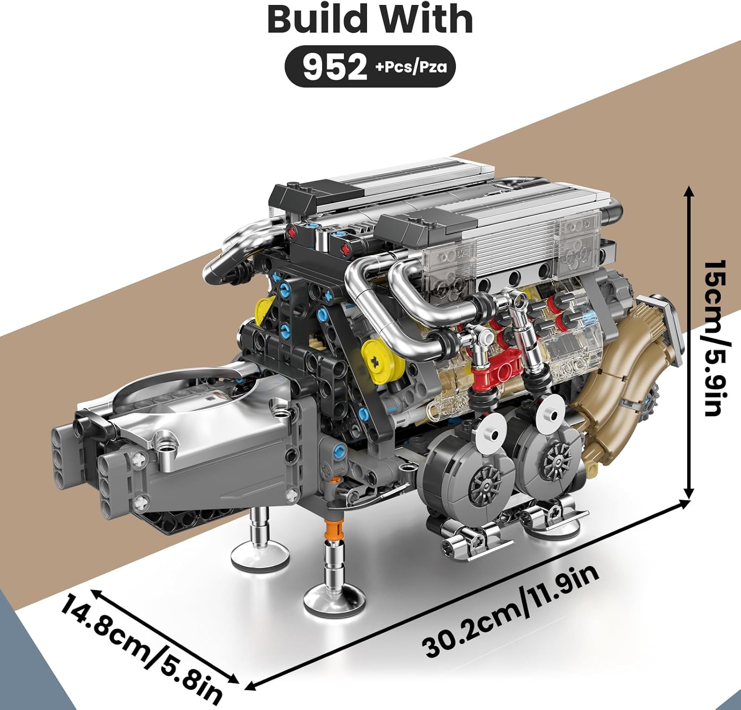 Mould King 10131 - Modellino Motore a Benzina MOC (852 pezzi) - immagine 2