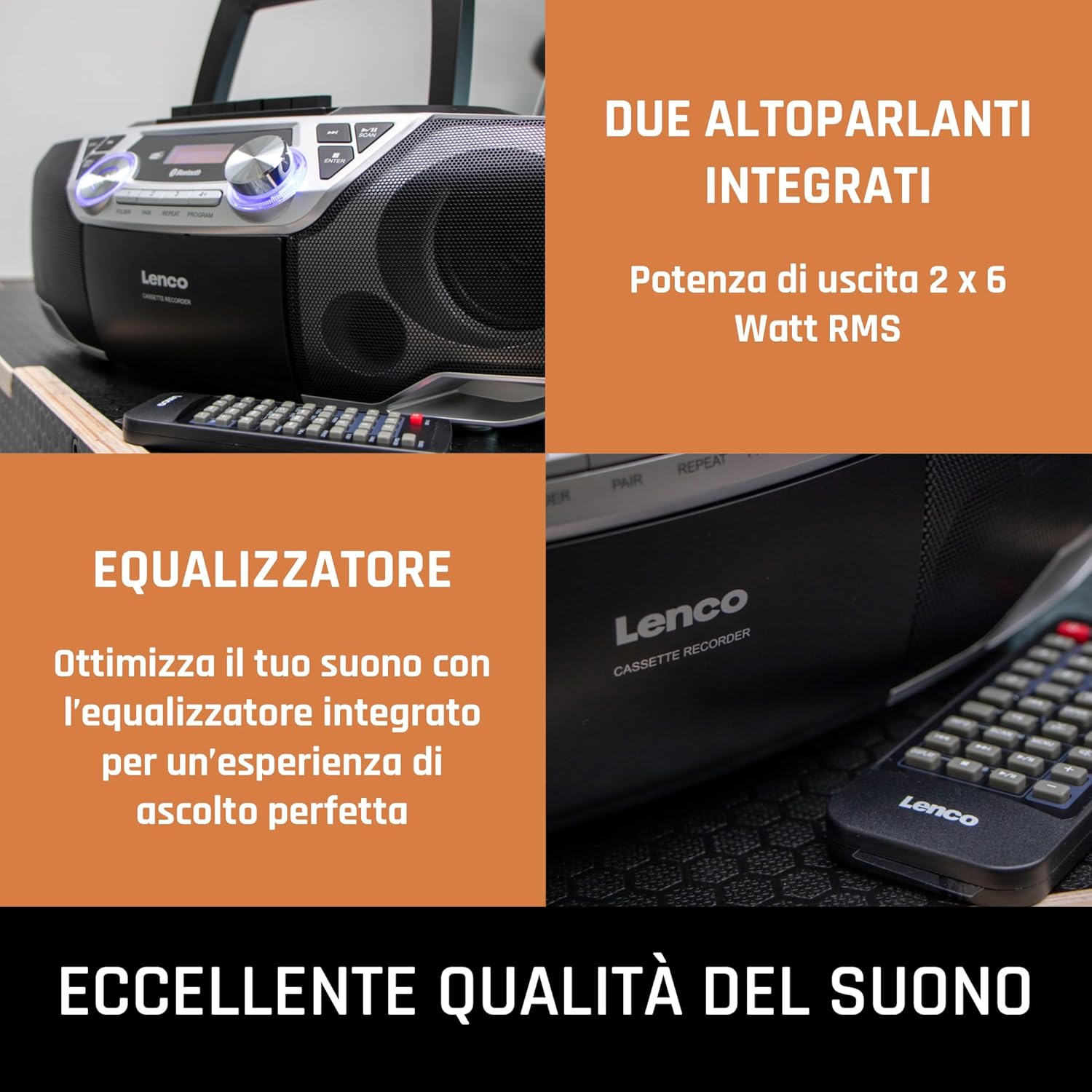Lenco SCD-720 - Boombox DAB+ Bluetooth 5.0, Argento - immagine 4