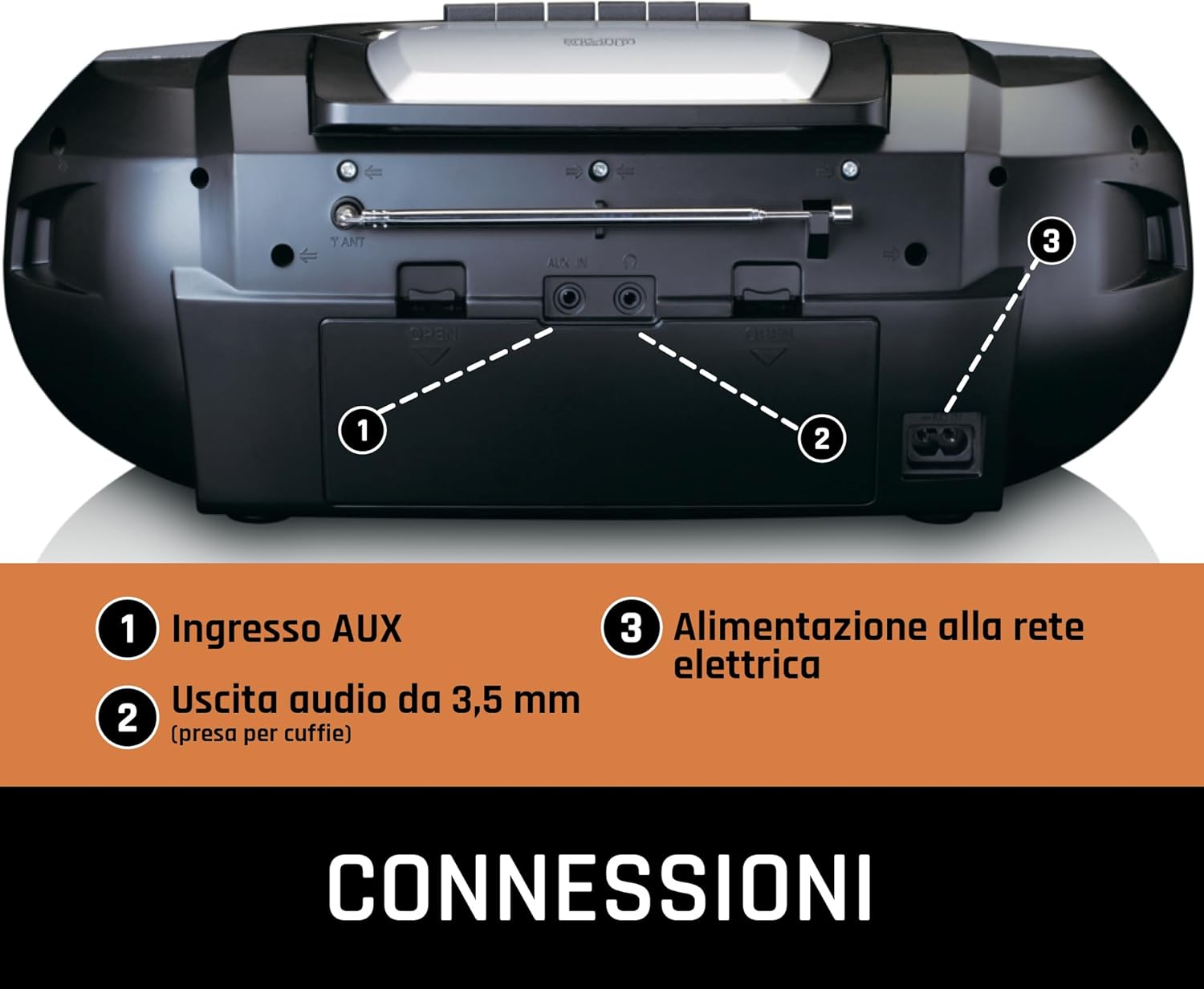 Lenco SCD-720 - Boombox DAB+ Bluetooth 5.0, Argento - immagine 6