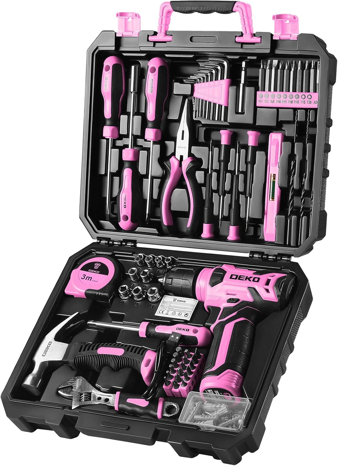 DEKO Cassetta Attrezzi Completa Rosa 126 Pezzi