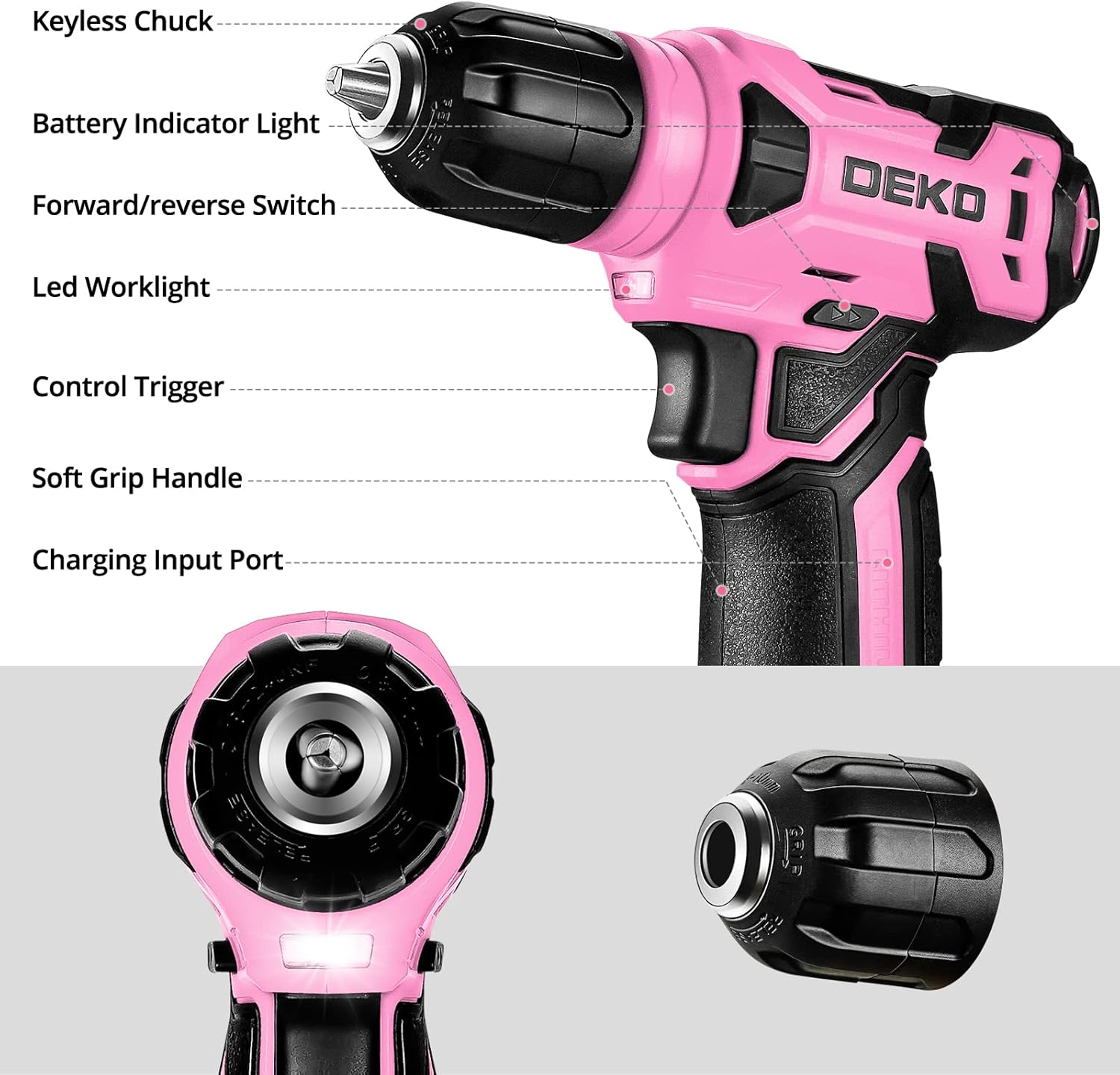 DEKO Cassetta Attrezzi Completa Rosa 126 Pezzi - immagine 5