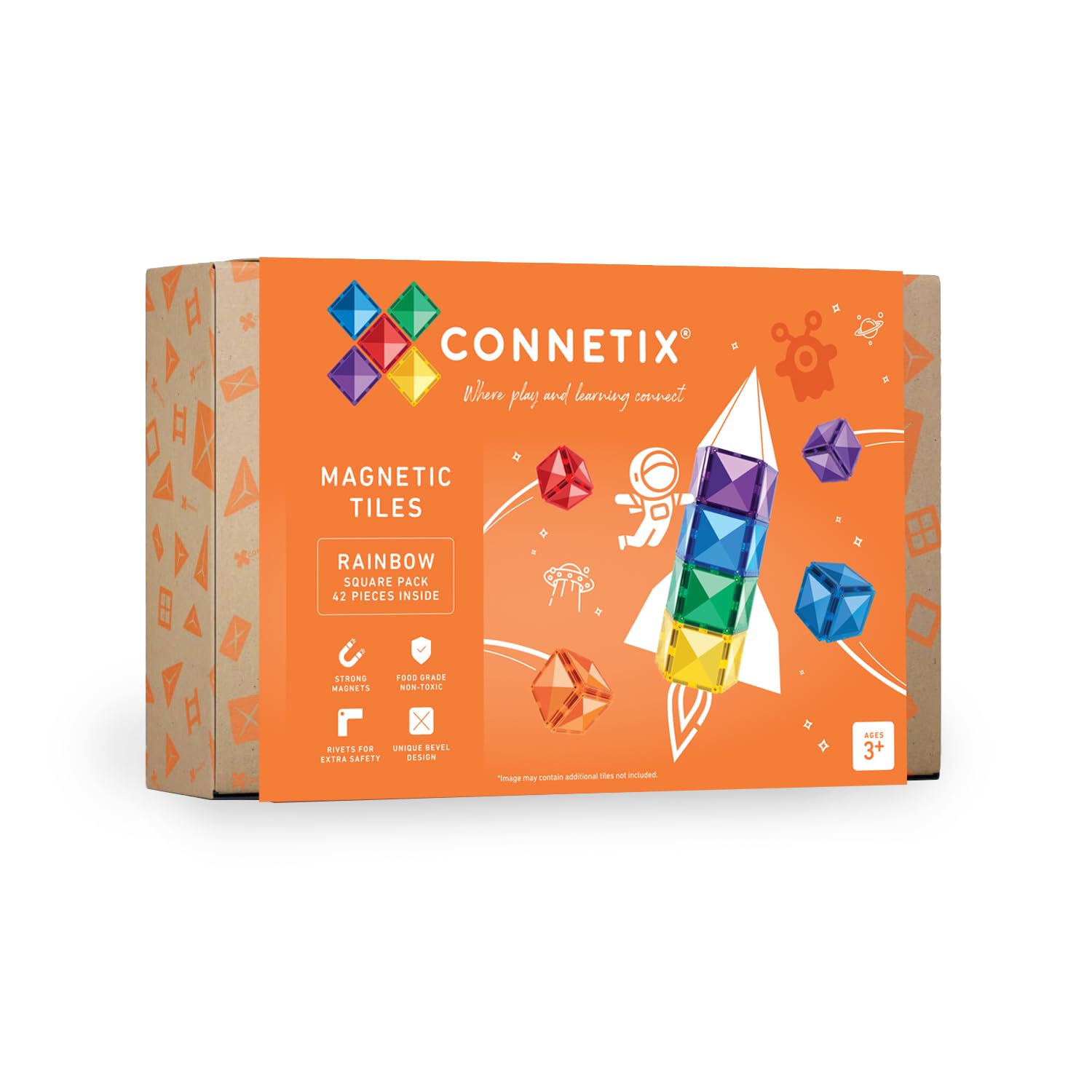 CONNETIX Arcobaleno Confezione Quadrata, 42 Pezzi