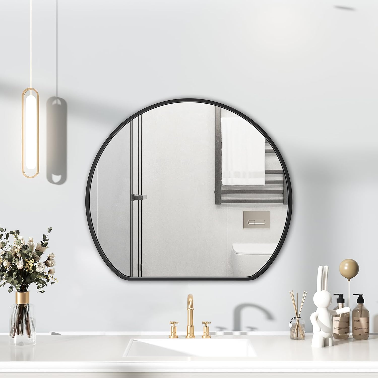 Specchio da Parete con Cornice Nera, 60cm - immagine 1