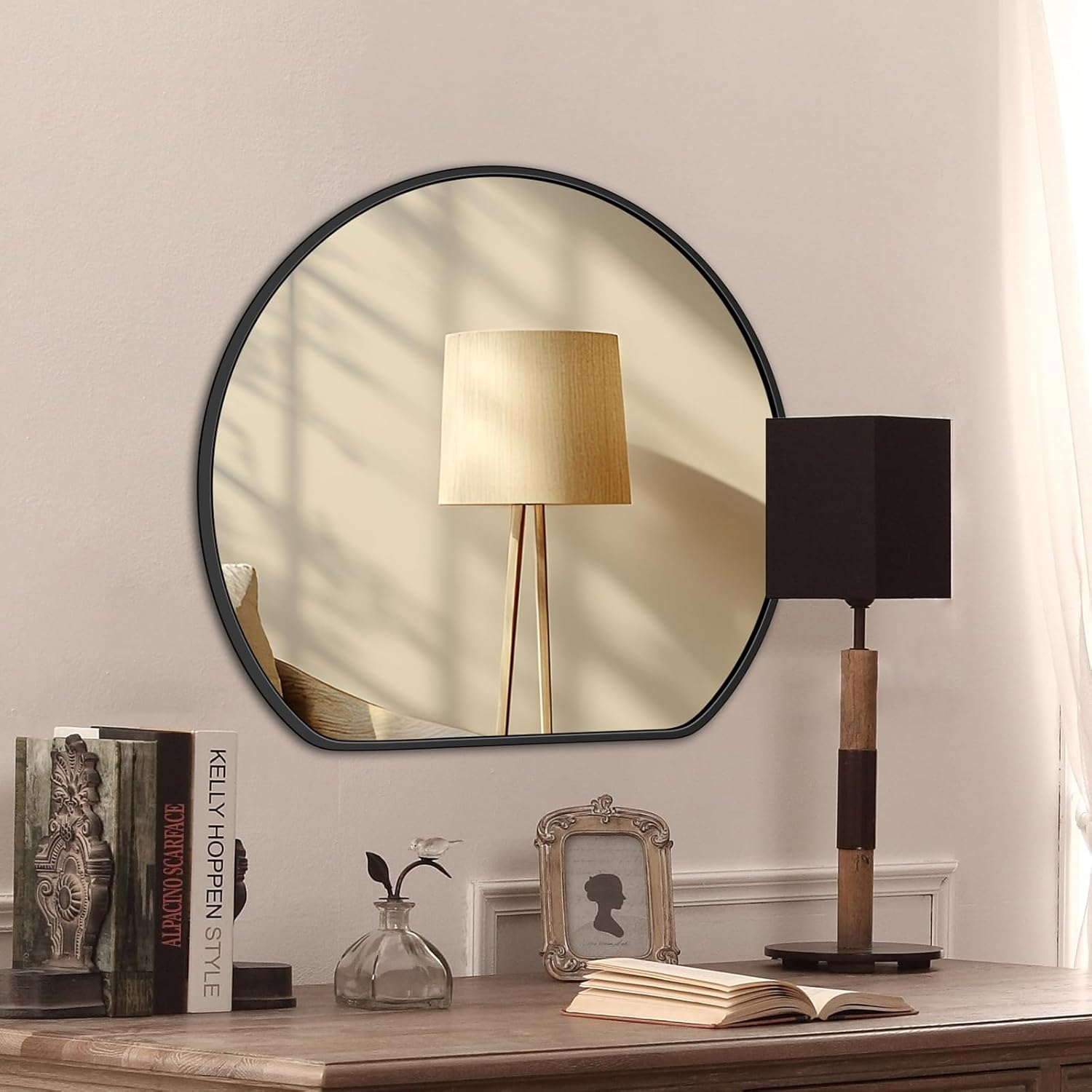 Specchio da Parete con Cornice Nera, 60cm - immagine 7