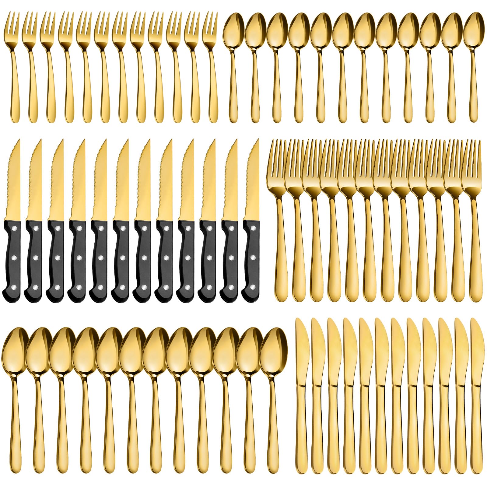 Pleafind Set Posate Oro 72 Pezzi per 12 Persone